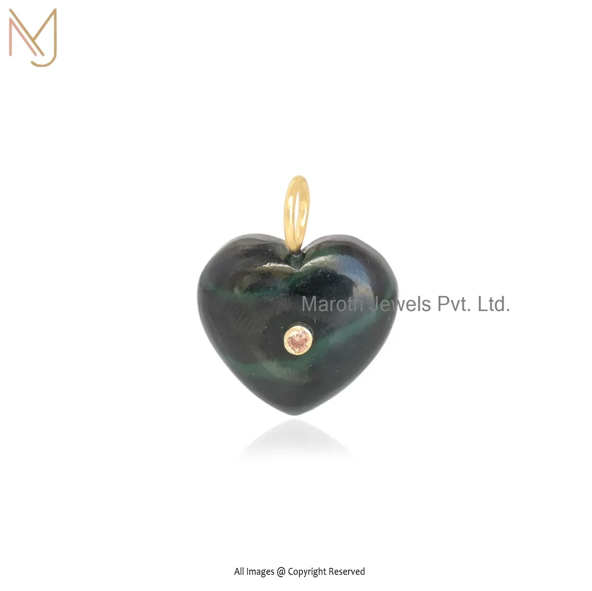 14K Yellow Gold Turquoise And Ruby Heart Pendant Custom Jewelry