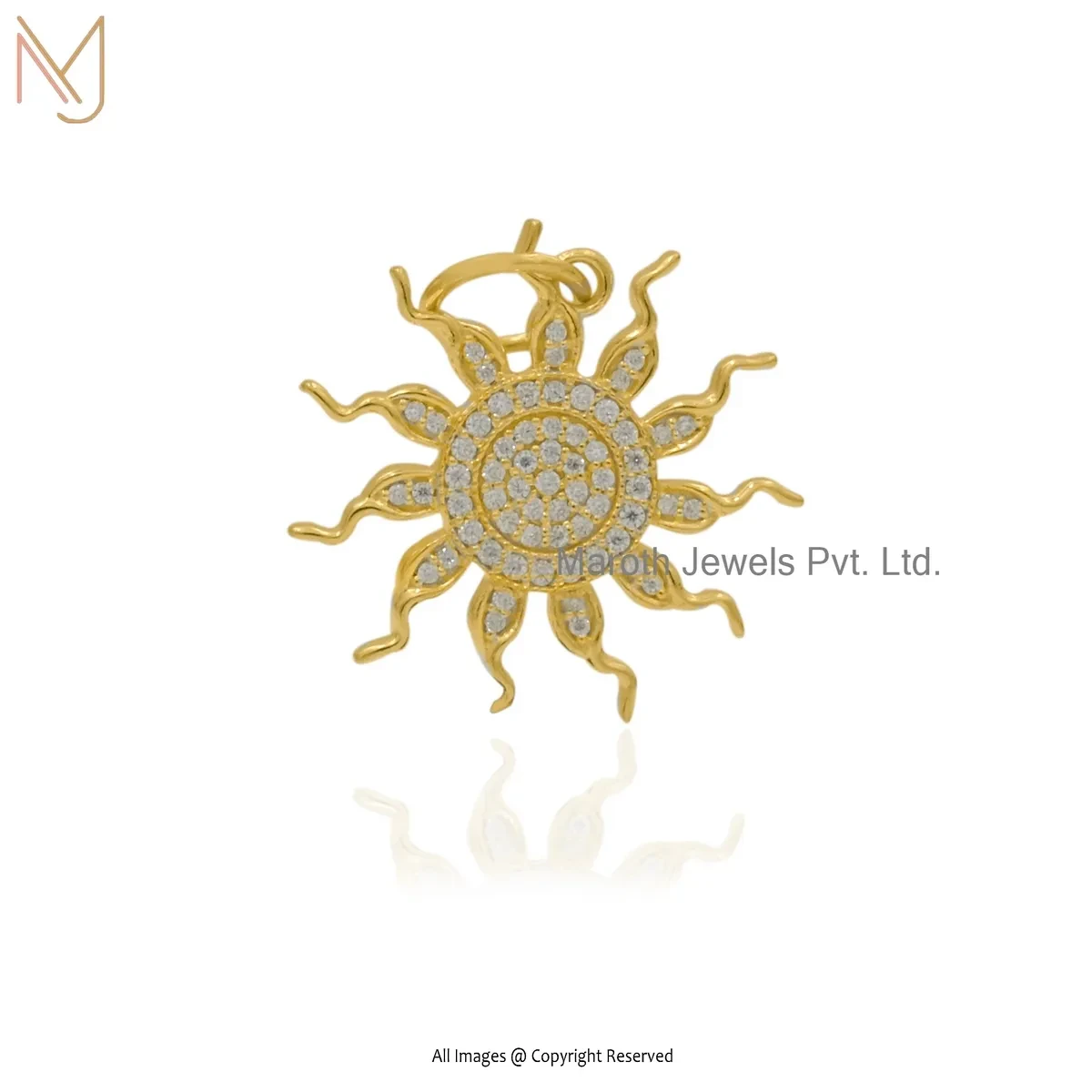 14K Yellow Gold Moissanite Starburst Pendant Jewelry Supplier