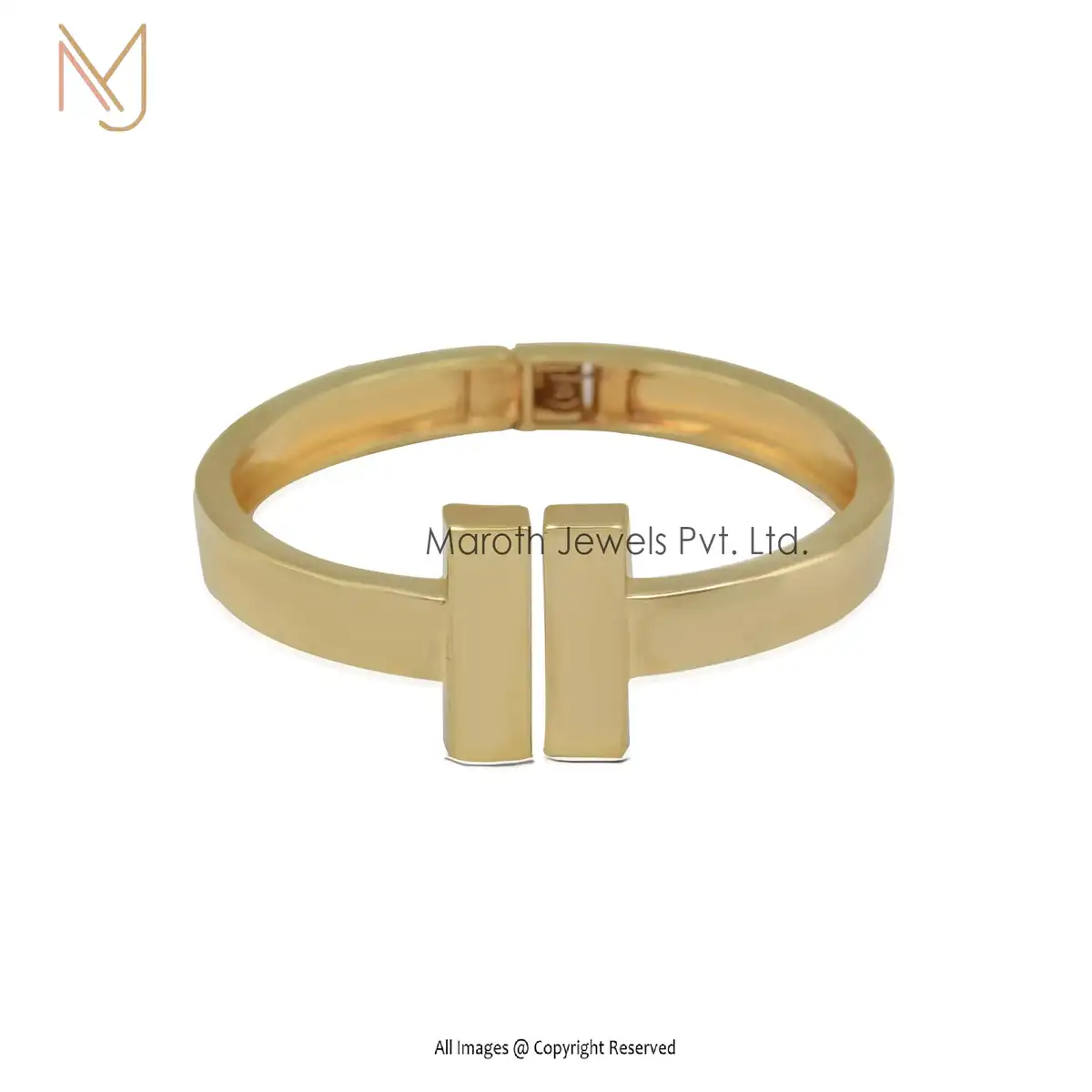 14K Yellow Gold T Cuff Bangle Jewelry Manufacturer
