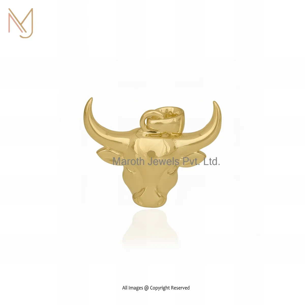 925 Silver Yellow Gold Plated Bull Face Pendant Jewelry Supplier