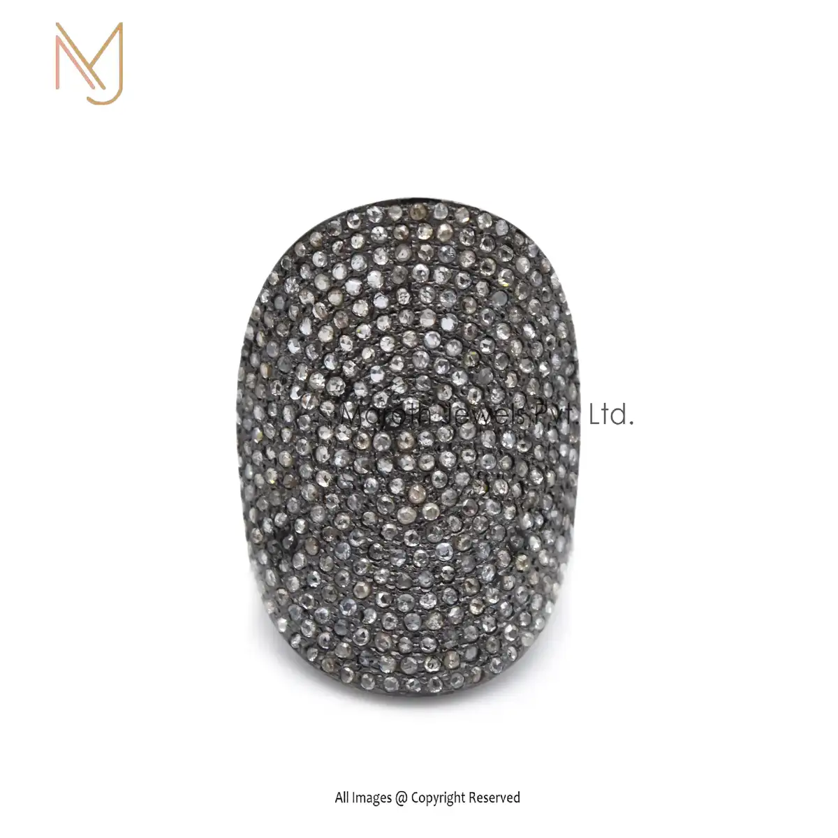925 Silver Black Rhodium Micro Pave Diamond Ring Jewelry Manufacturer