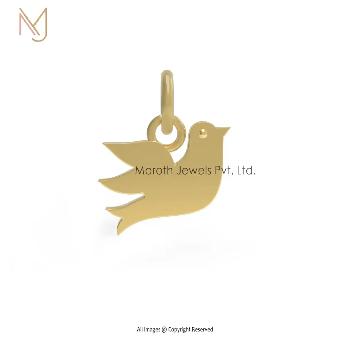 14K Yellow Gold Bird Pendant Jewelry Manufacturer