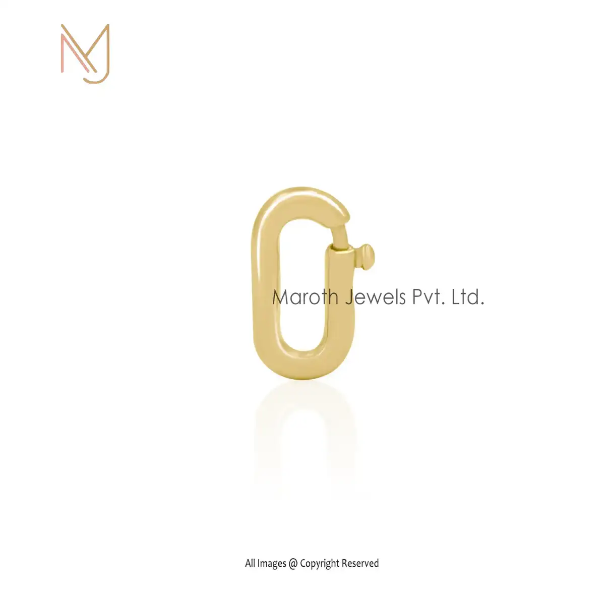 14K Yellow Gold Oval Link Enhancer Charm Lock Jewelry Supplier