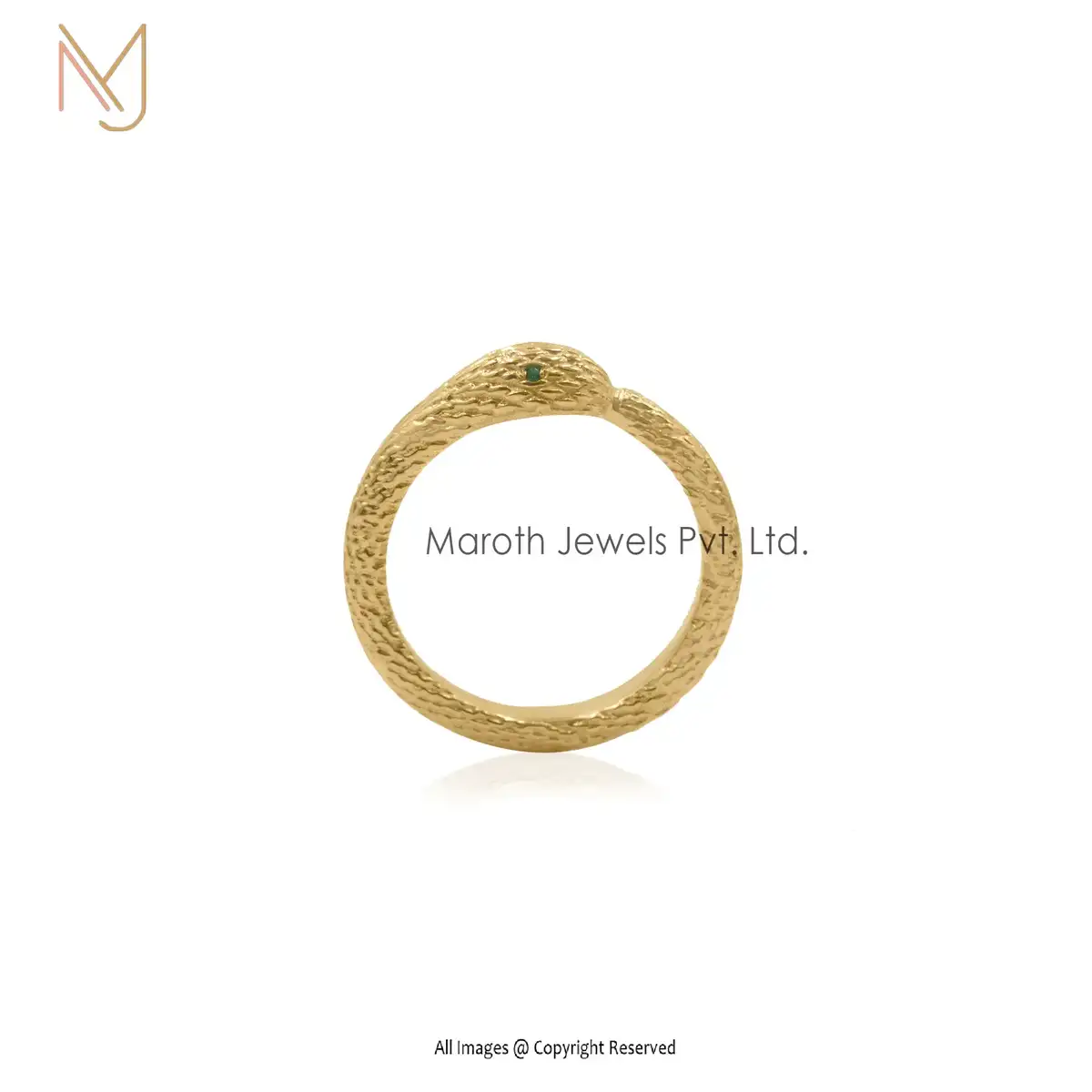 14K Yellow Gold CZ Ouroboros Snake Ring Manufacturer
