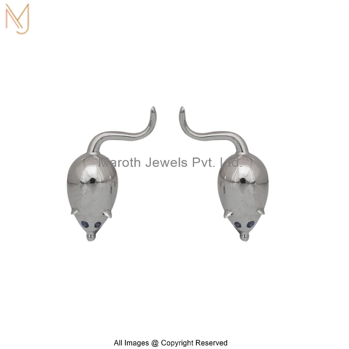 925 Silver Natural Silver Plated Diamond Gemstone Mouse Stud Earring Manufacturer