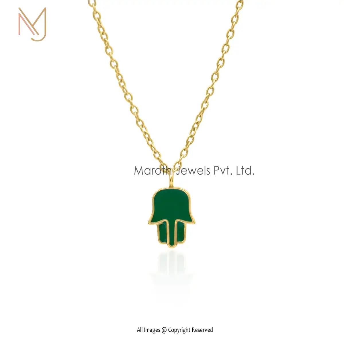 14K Yellow Gold Enamel Figa Charms Pendants Jewelry Supplier