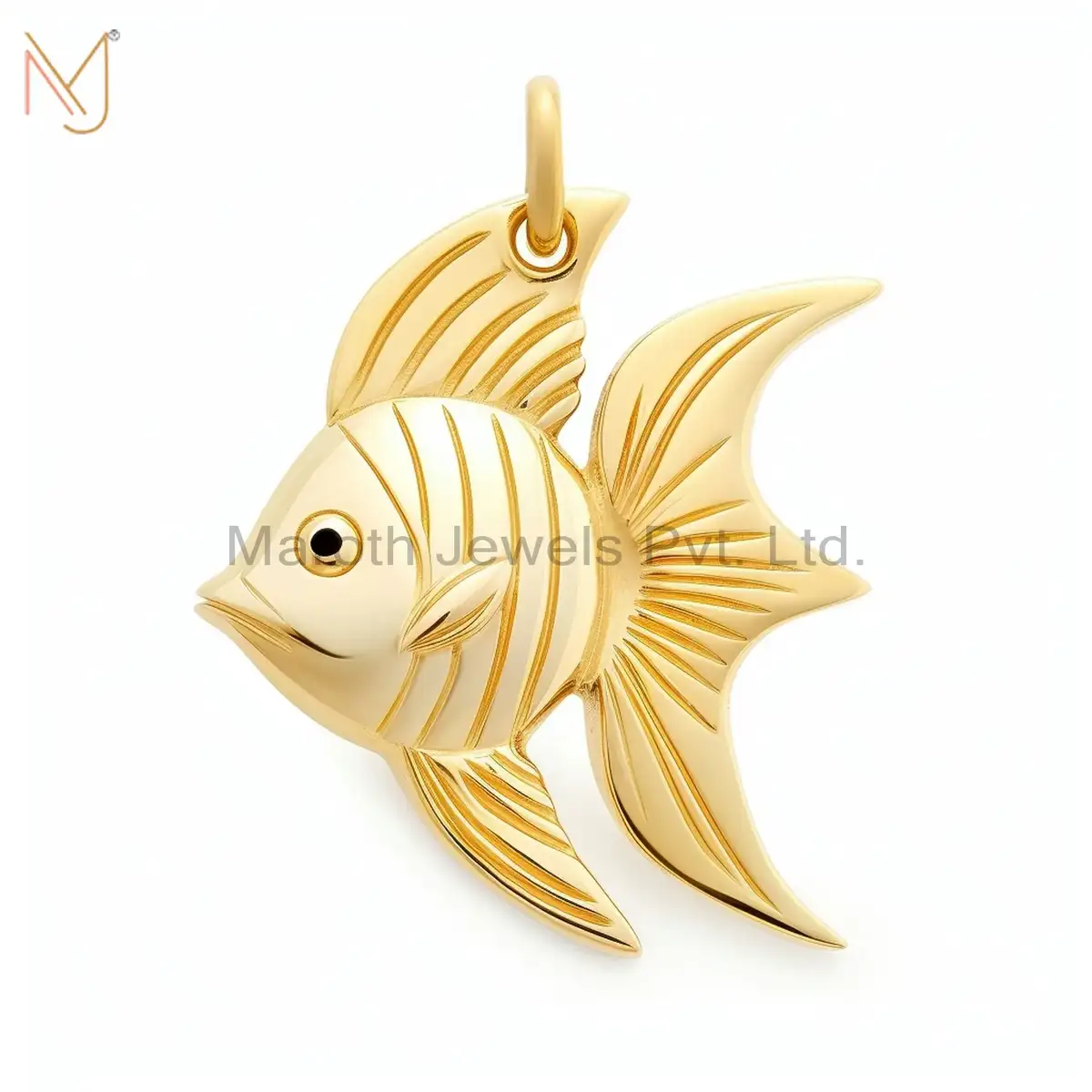 925 Silver Yellow Gold Plated Angel Fish Pendant Custom Jewelry