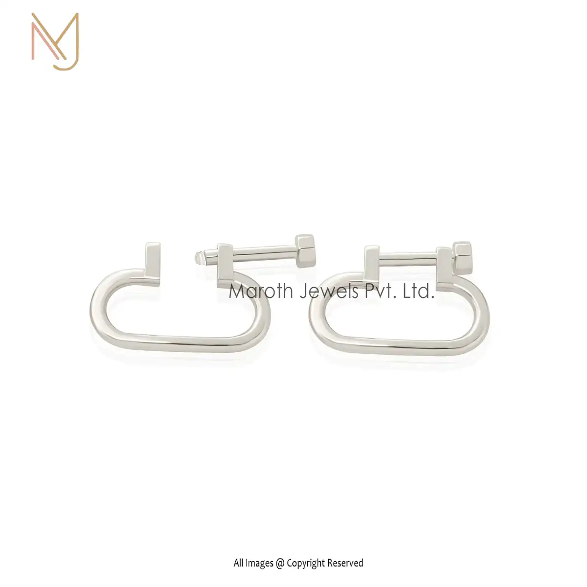 Private Label 925 Silver Oval Horse Shoes Connector Pendant