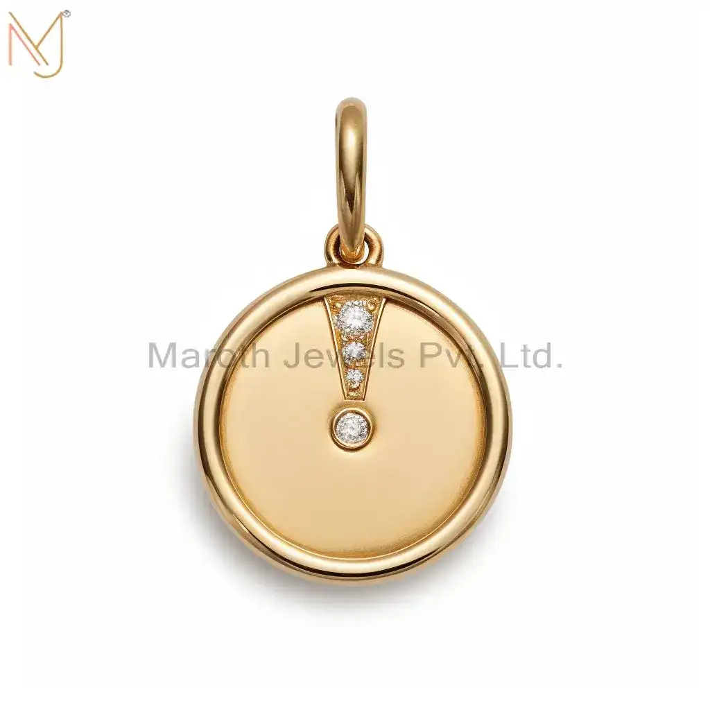 925 Sterling Silver Yellow Gold Moissanite Diamond Round Pendant Jewelry Manufacturer