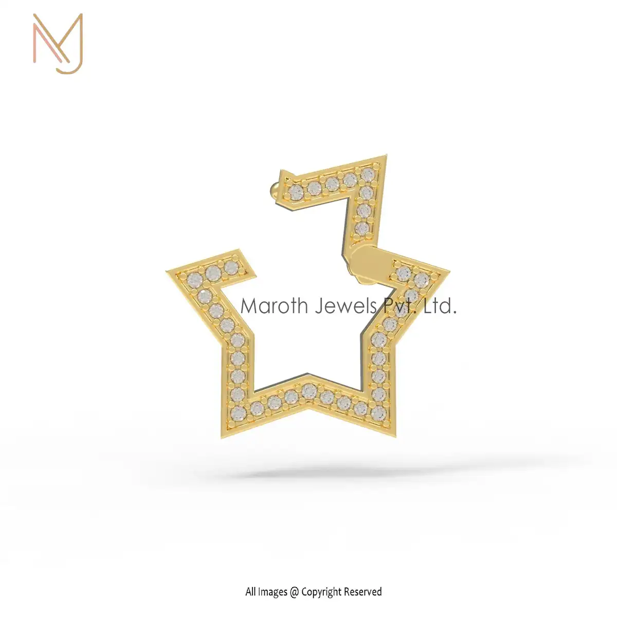 925 Silver Yellow Gold Plated Diamond Star Enhancer Charm Holder Manufacturer