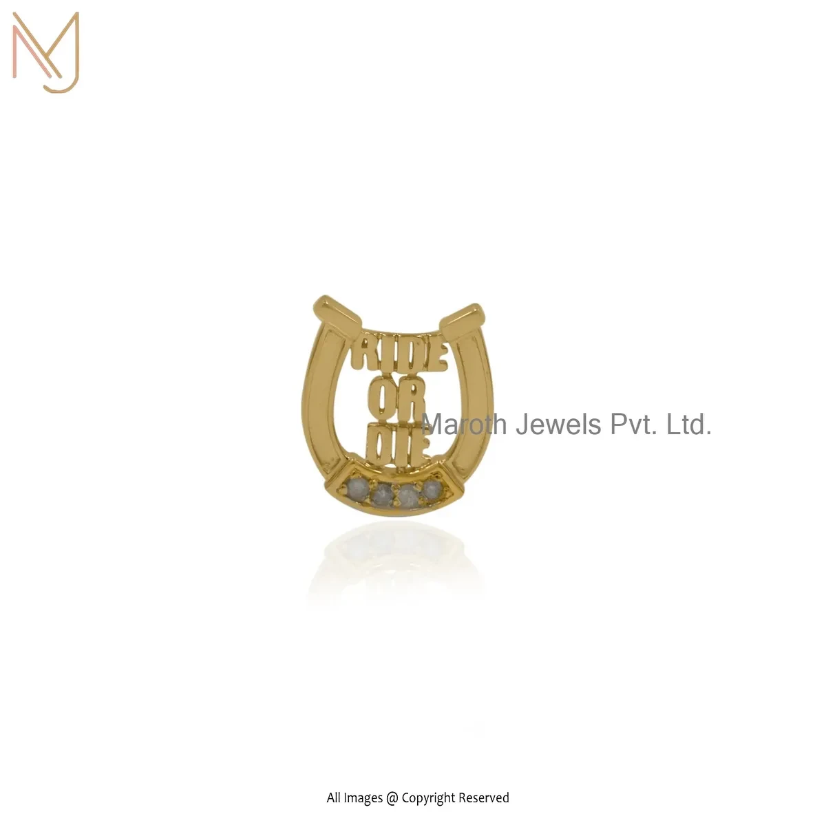 925 Silver Yellow Gold Plated Diamond Horse Shoe Pendant Manufacturer