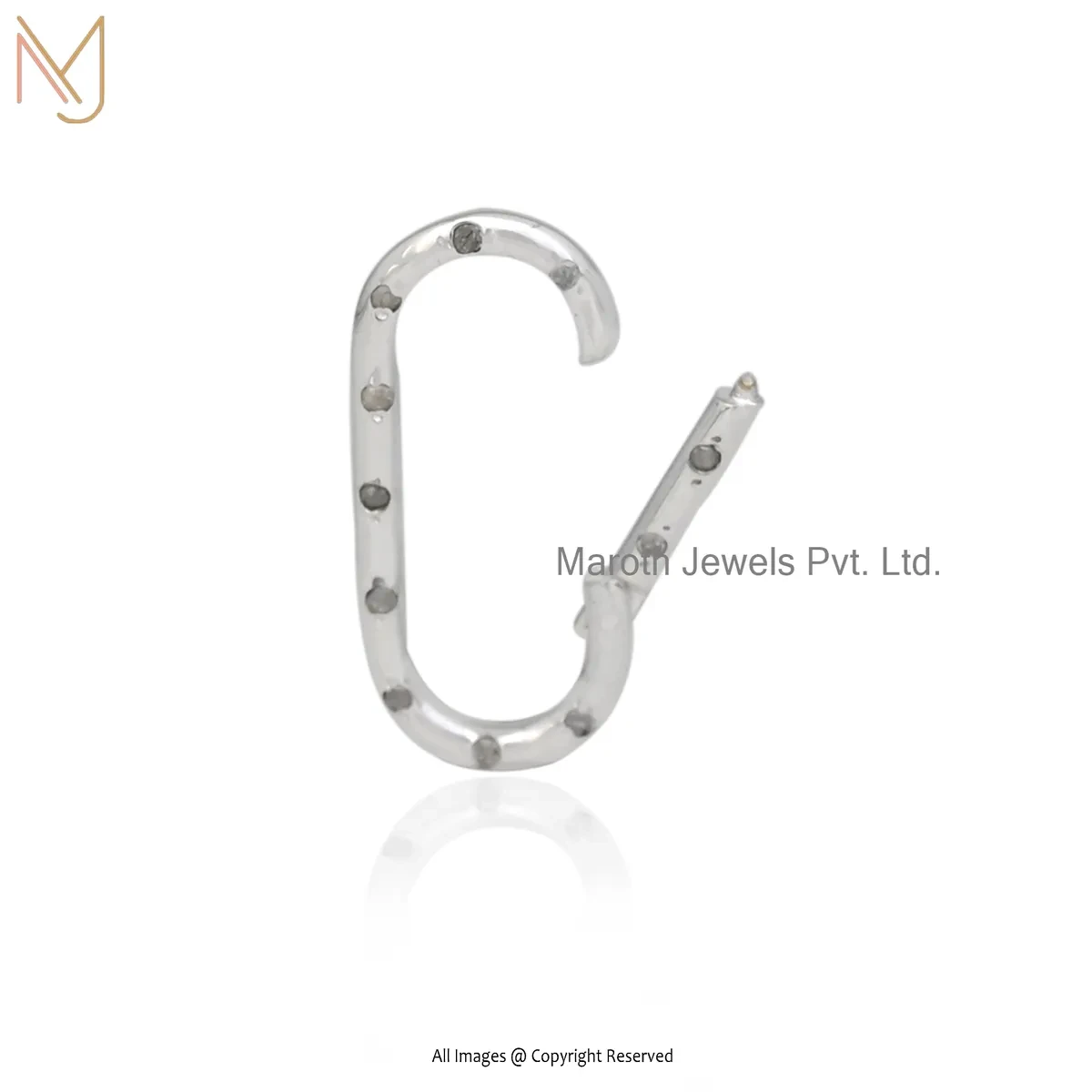 14K Yellow Gold Diamond Oval Link Charm Holder Custom Jewelry