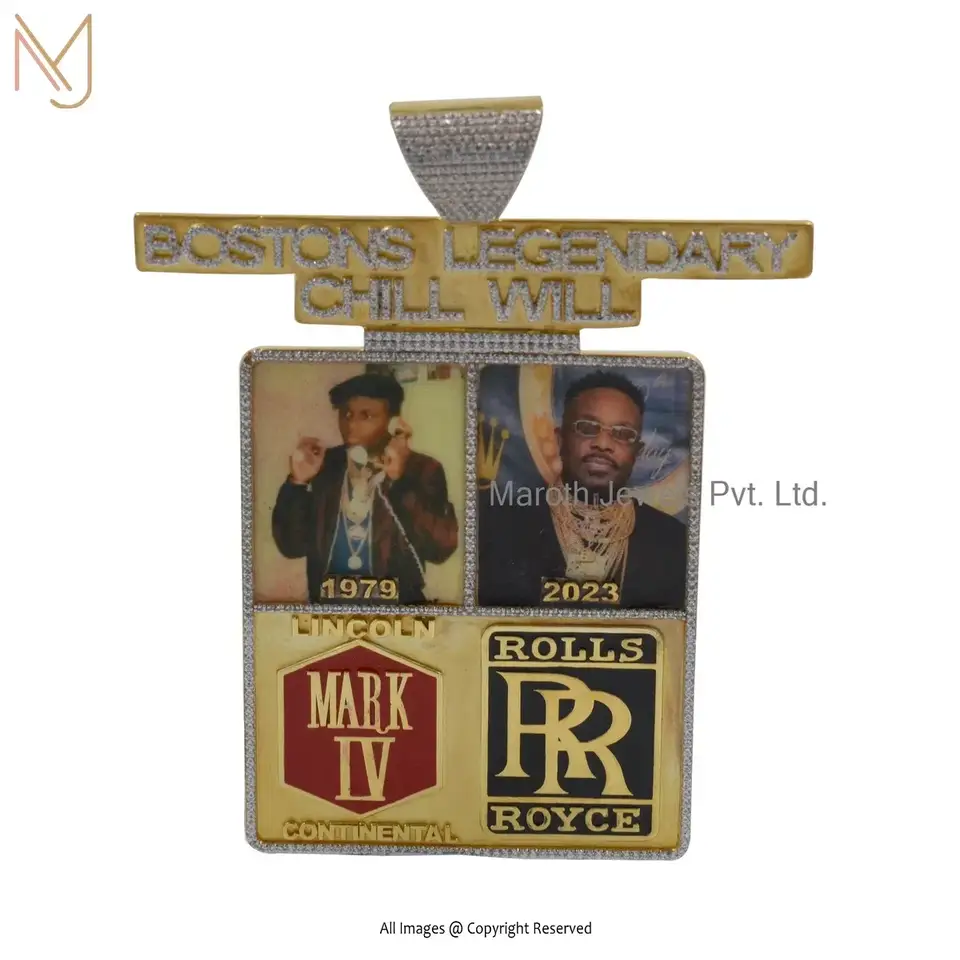 925 Silver White Gold Plated Cubic Zircon With Enamel Matte Finish Pendant USA