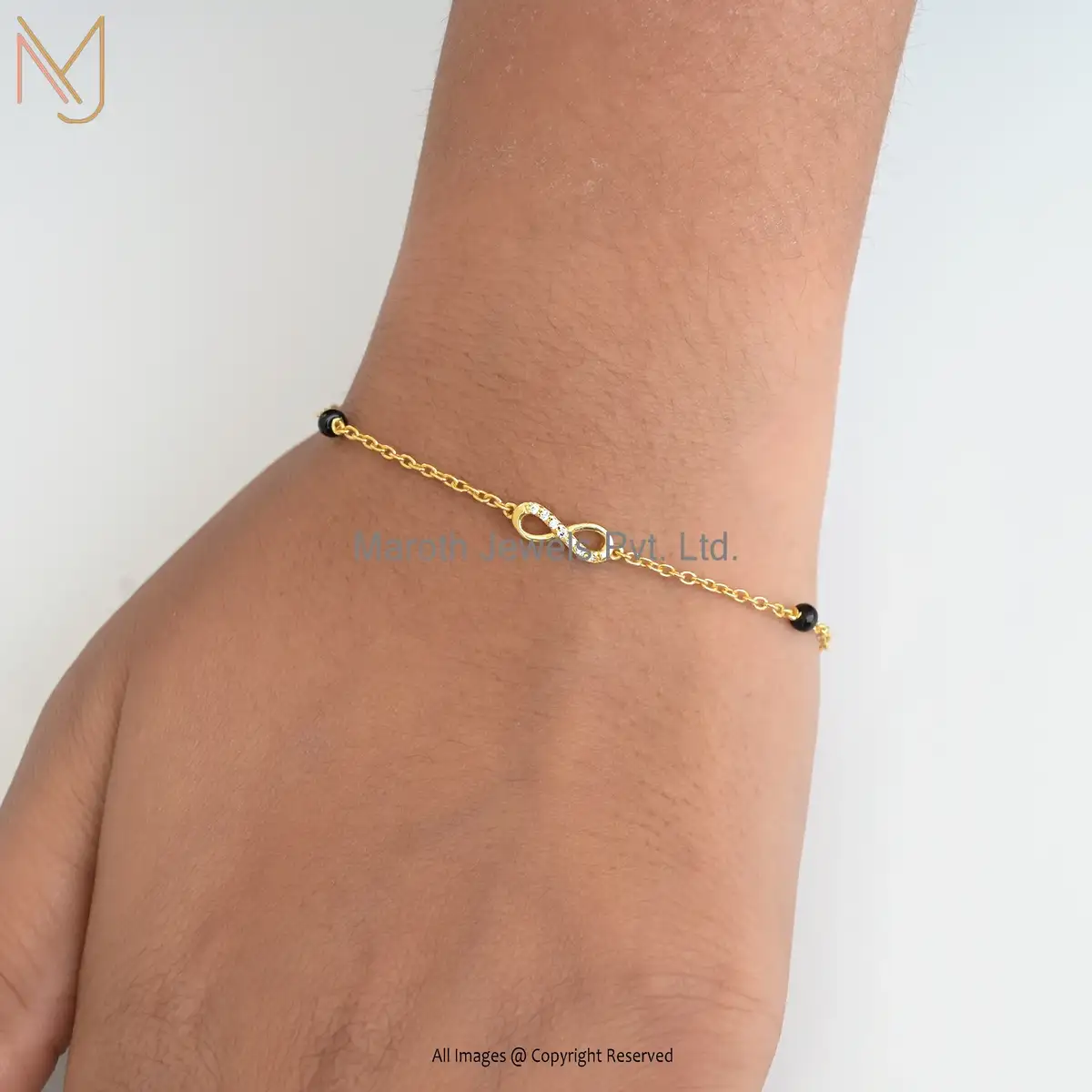 Private Label 925 Sterling Silver Yellow Gold Plated White Cubic Zircon Bracelet