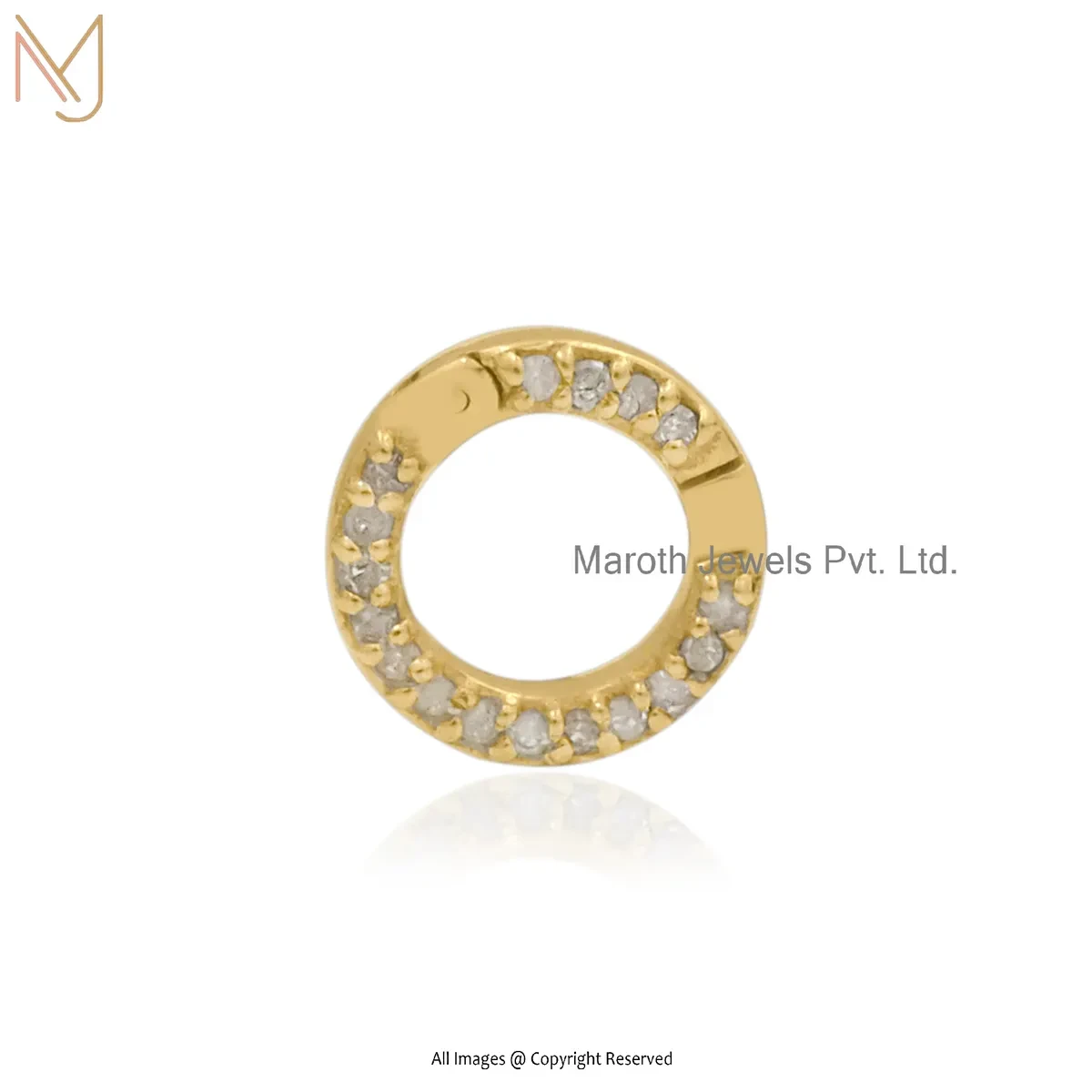 Wholesale 9K Yellow Gold Cubic Zircon Round Enhancer Charm Holder Jewelry