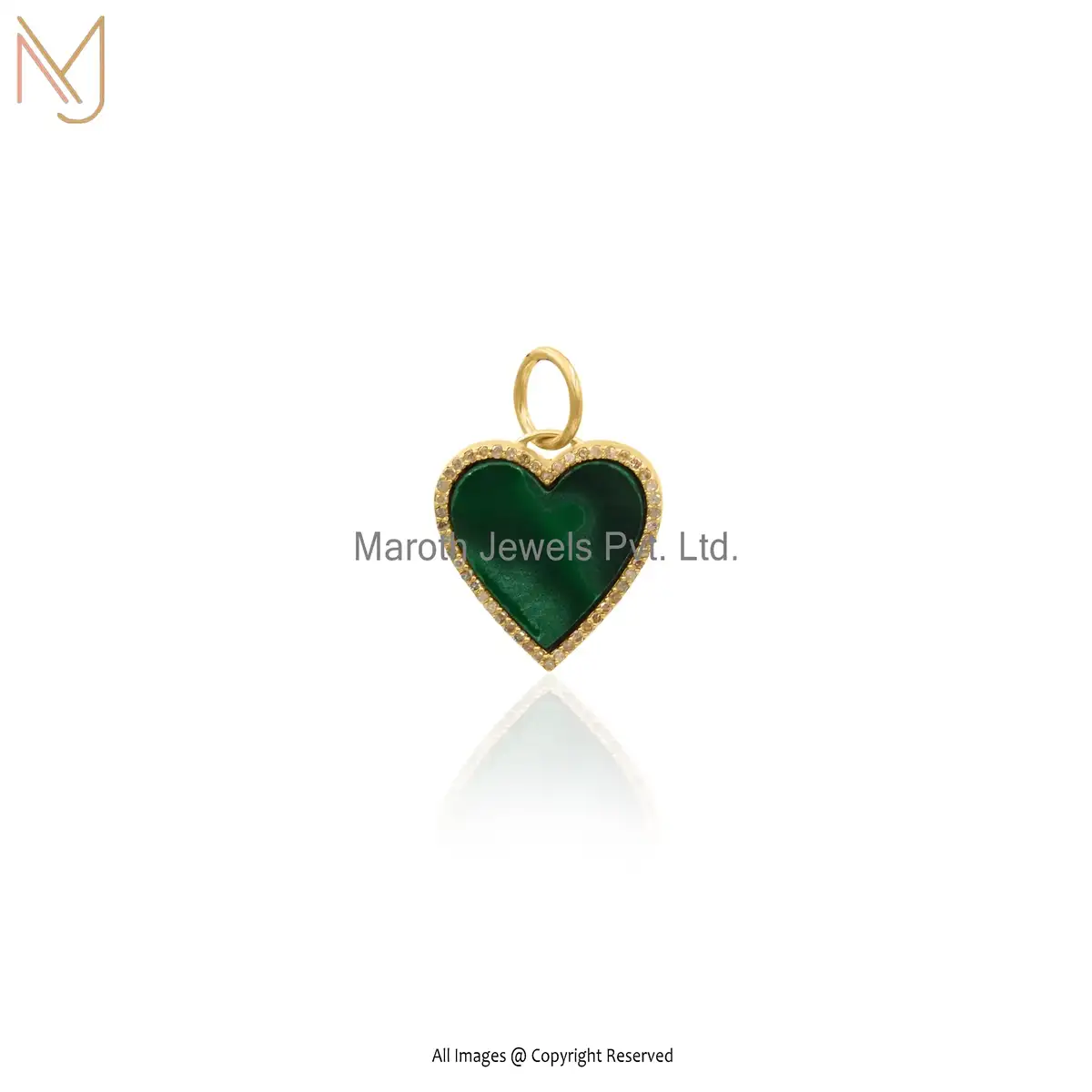 14K Yellow Gold Lapiz Lazuli Diamond And Heart Pendant Jewelry USA