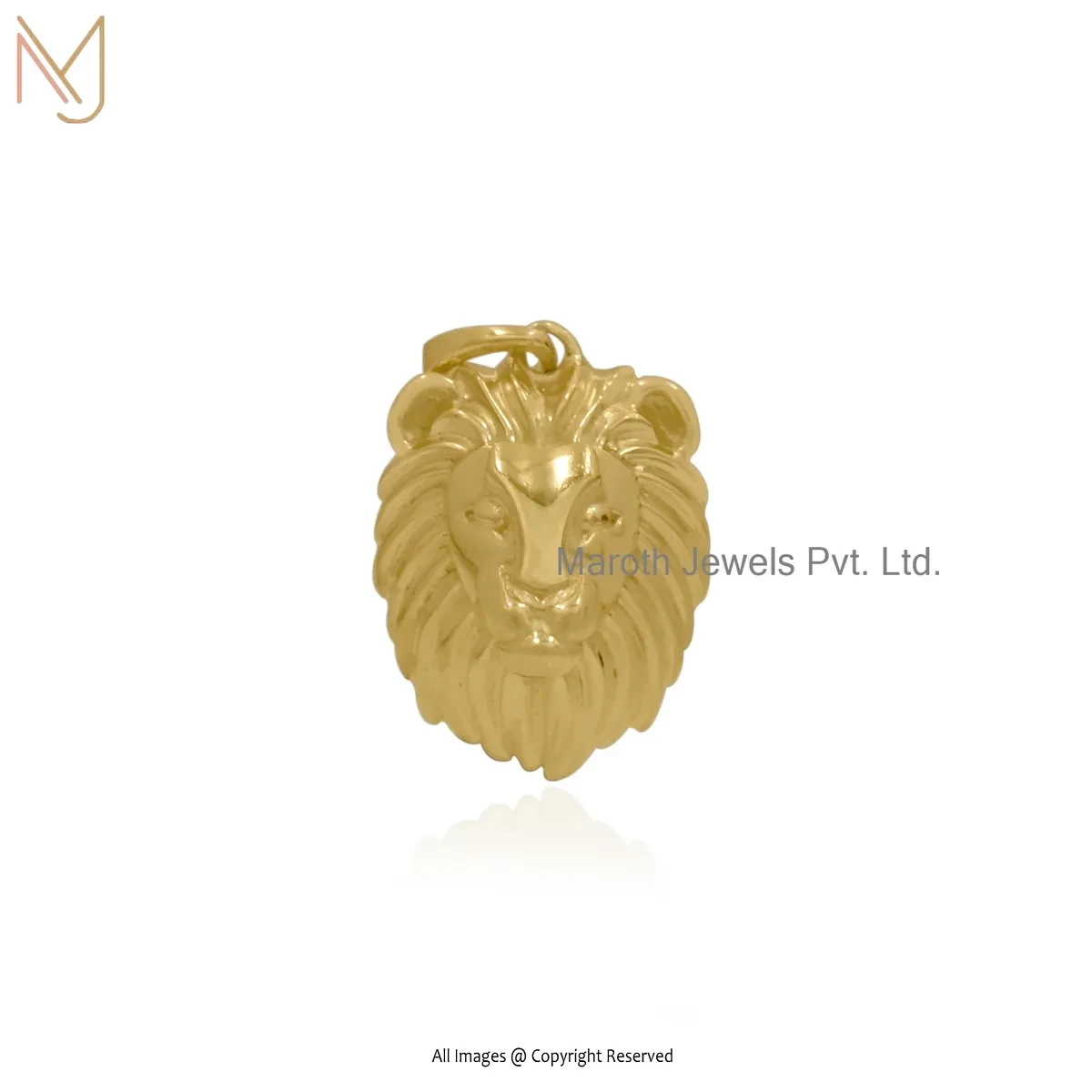 925 Silver Yellow Gold Plated Lion Head Pendant Jewelry Supplier