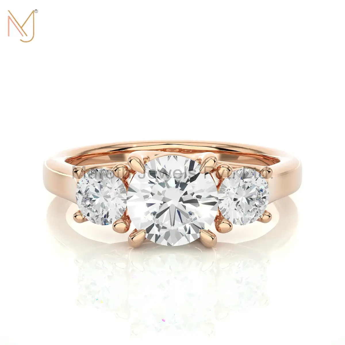 14K Soild Yellow Gold Moissanite CZ Diamond Round Ring Custom Jewelry