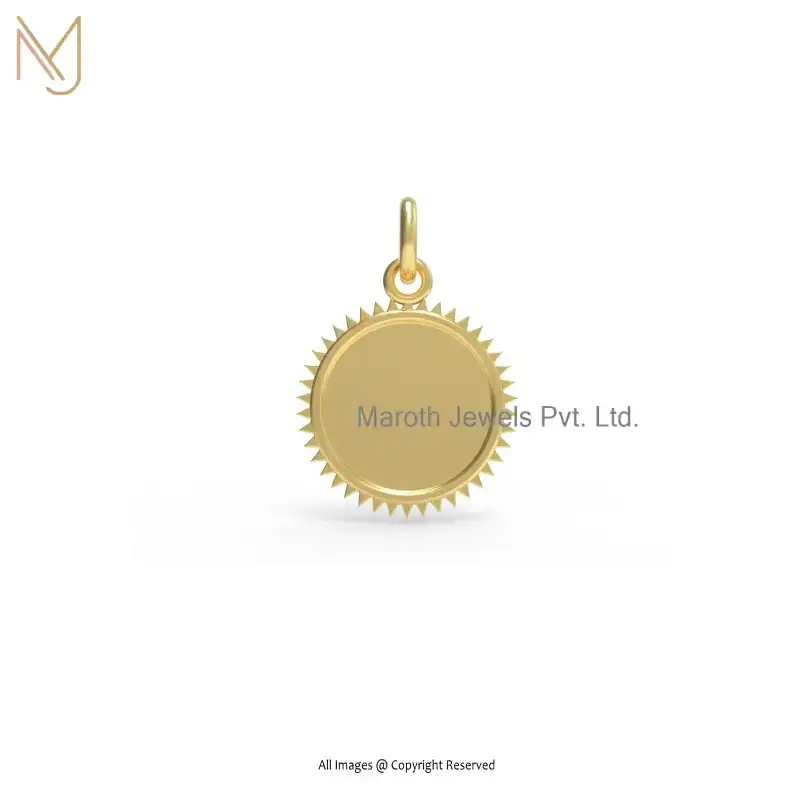 14K Yellow Gold Disc Sun Pendant Jewelry Manufacturer