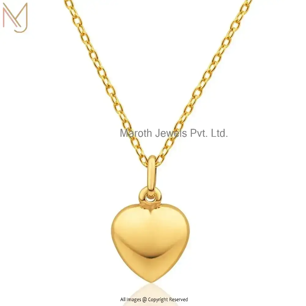 Wholesale 925 Silver Yellow Gold Heart Pendant Chain Necklace Jewelry