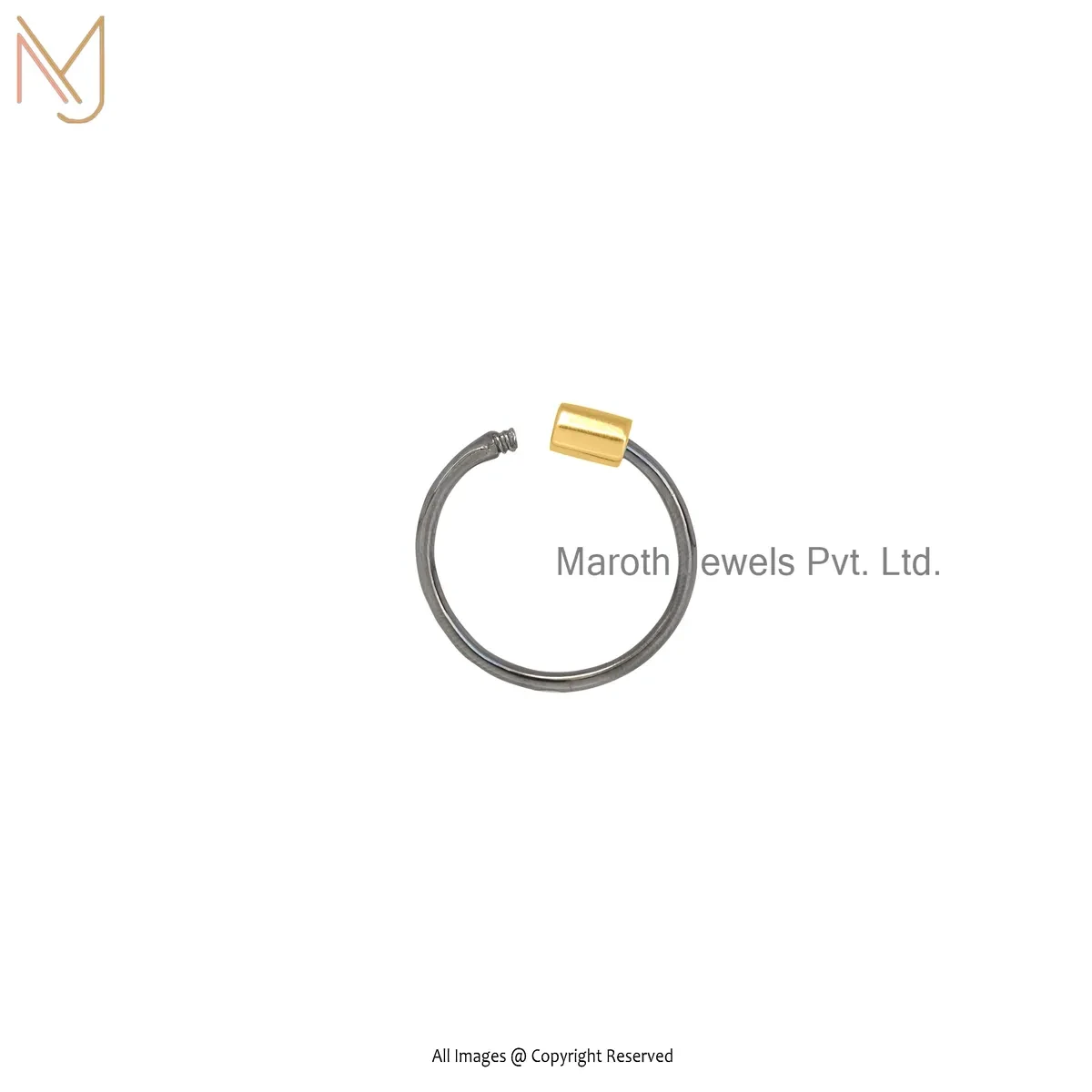 14K White Gold Round Screw Carabiner Lock Manufacturer