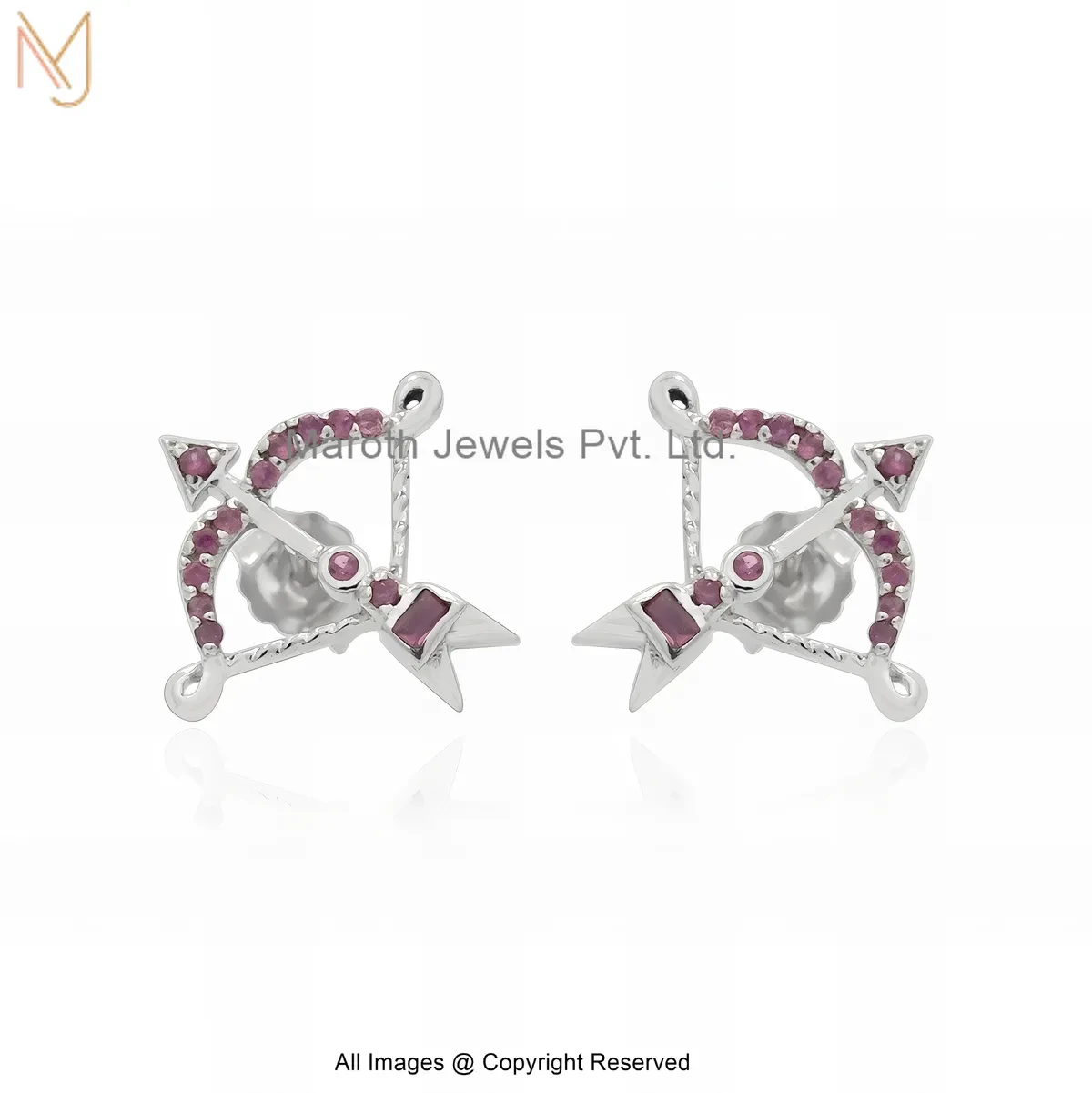 925 Silver Natural Silver Plated Geometric Gemstone Arrow Stud Earrings Manufacturer