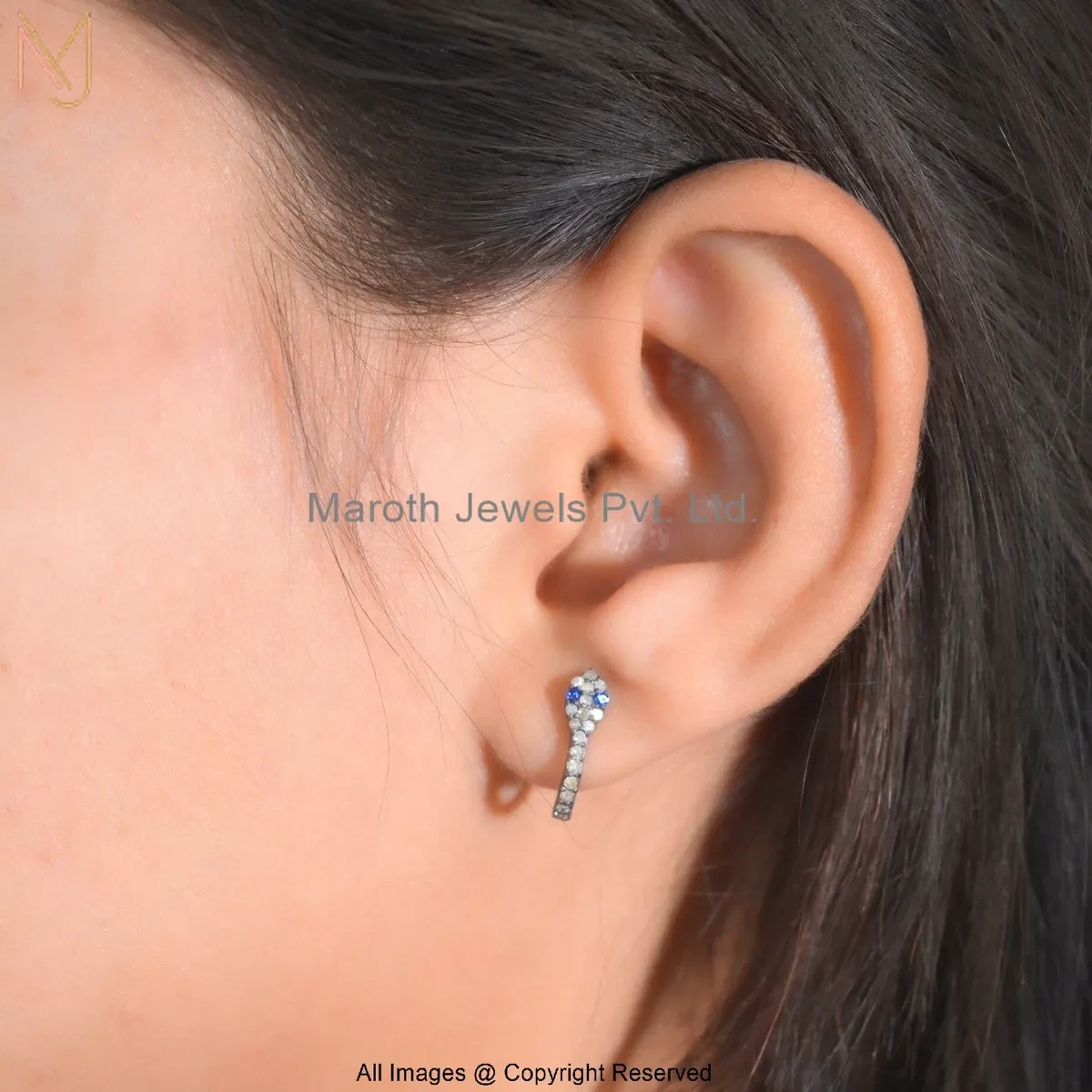 14K Yellow Gold Diamond Gemstone Snake Huggies Earring Jewelry Supplier