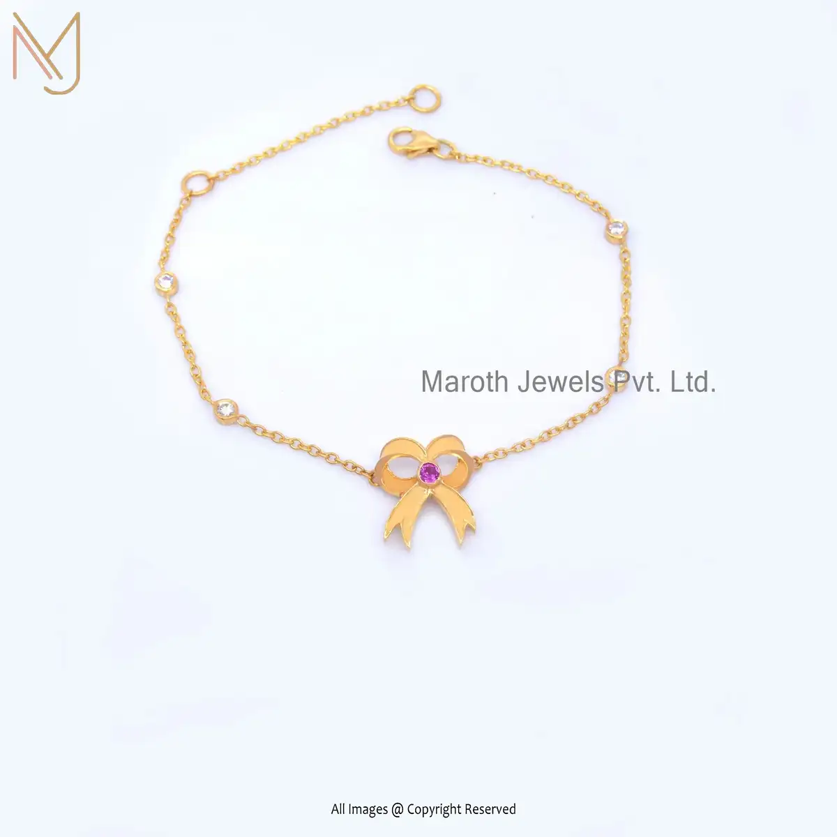 14K Yellow Gold CZ Drop Chain Bracelets Jewelry Manufacturer