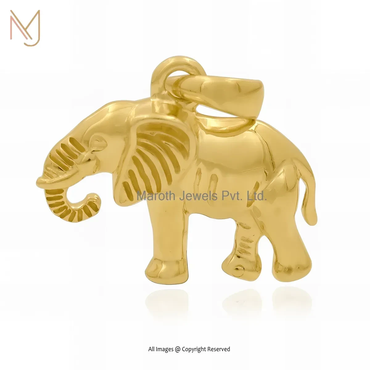 14K Yellow Gold Elephant Pendant Jewelry Supplier