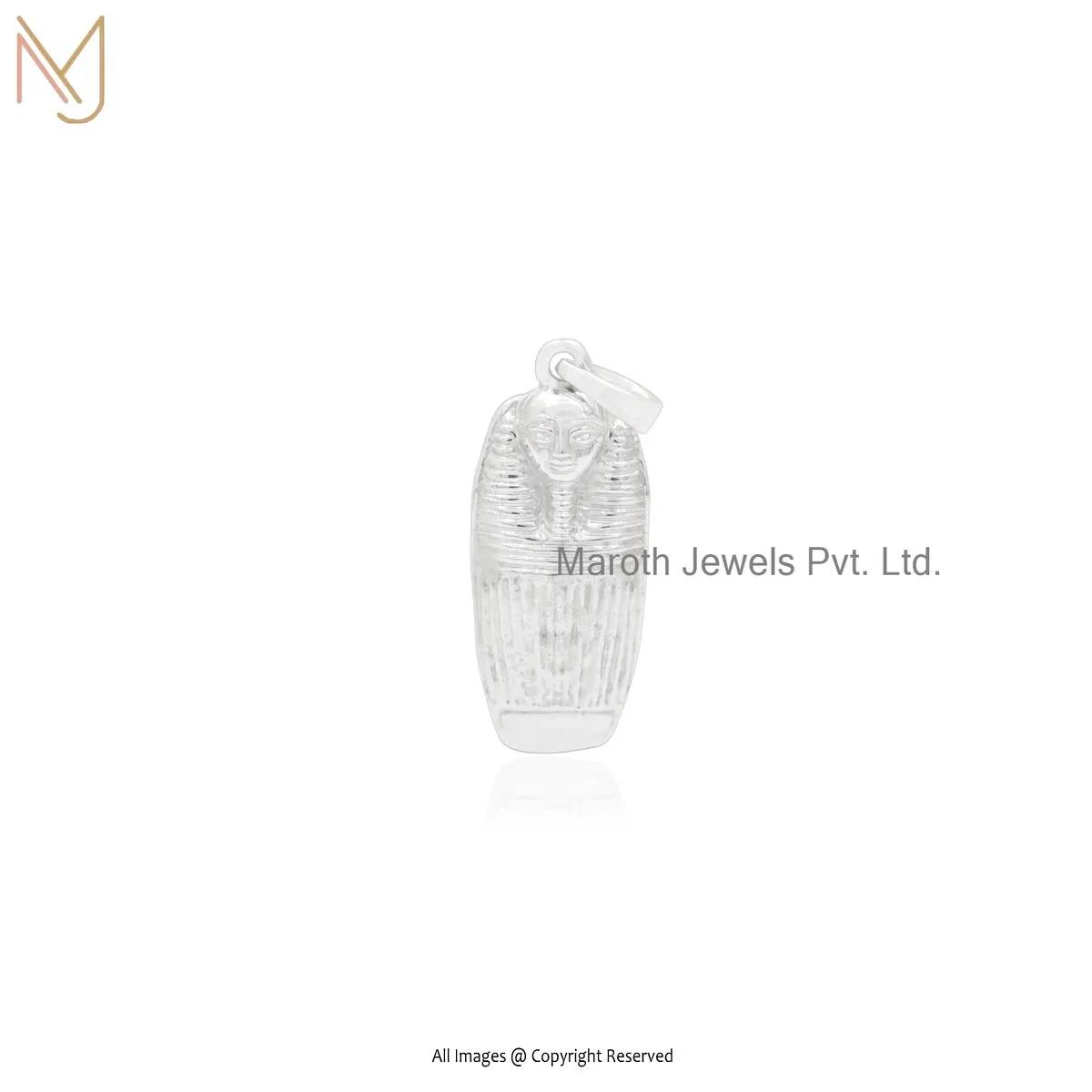 14K White Gold Mummy Tomb Pendant Jewelry Supplier