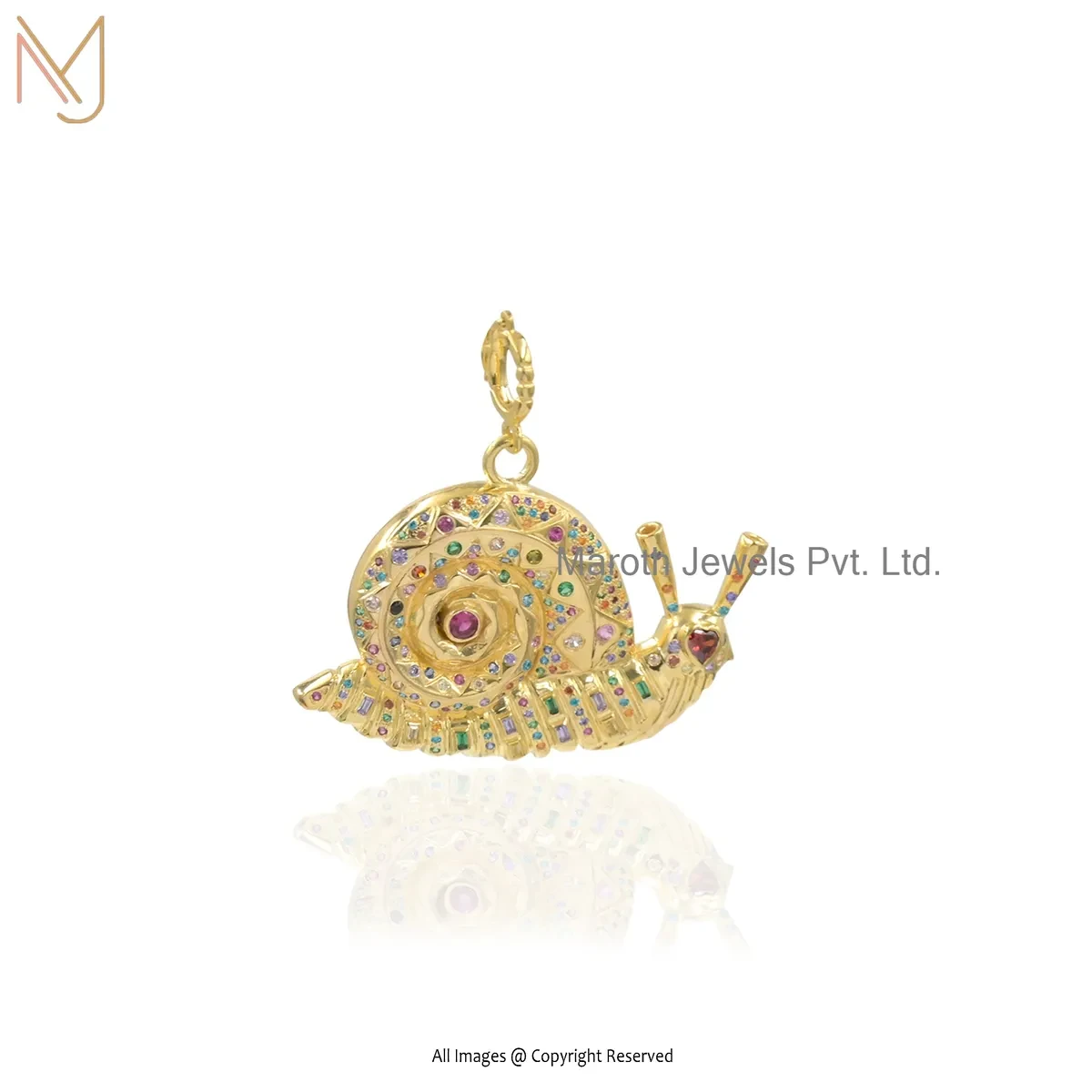 14K Rose Gold Diamond Cubic Zircon Diamond Multi Gemstone Snail Pendant Jewelry Supplier