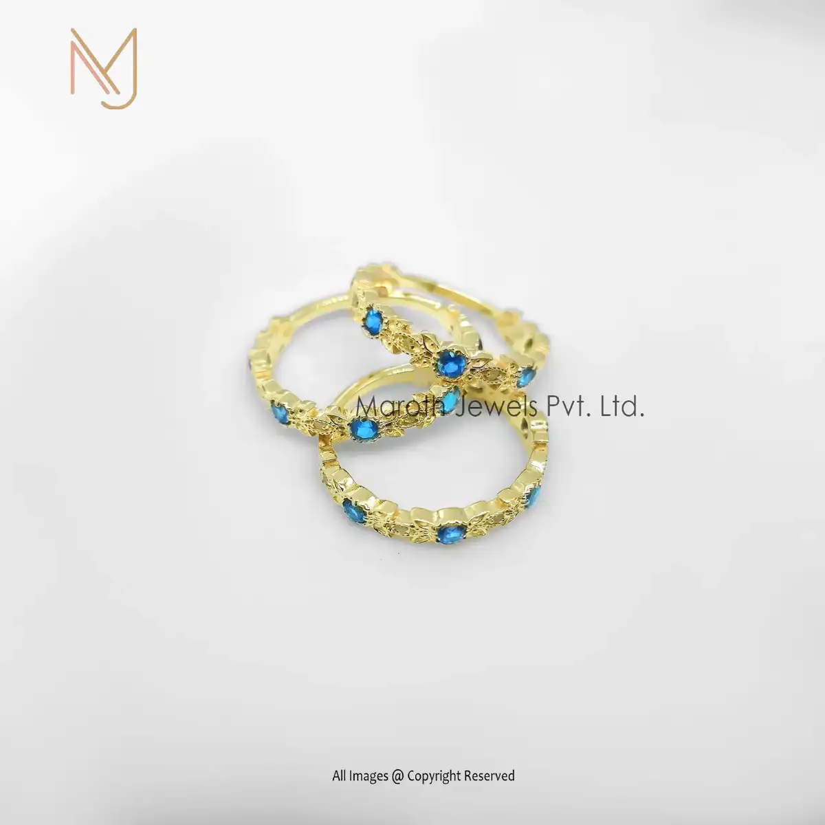 Wholesale 14K Yellow Gold Diamond And Blue Topaz Gemstone Ring Jewelry