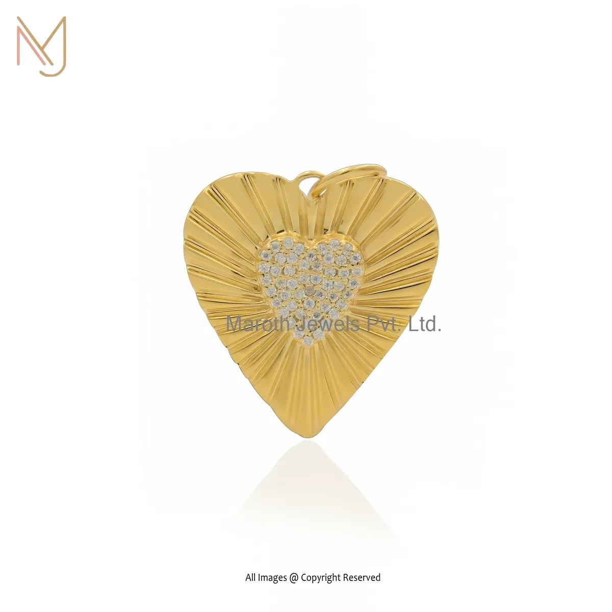 925 Silver Yellow Gold Plated Moissanite Heart Charm Pendant Manufacturer