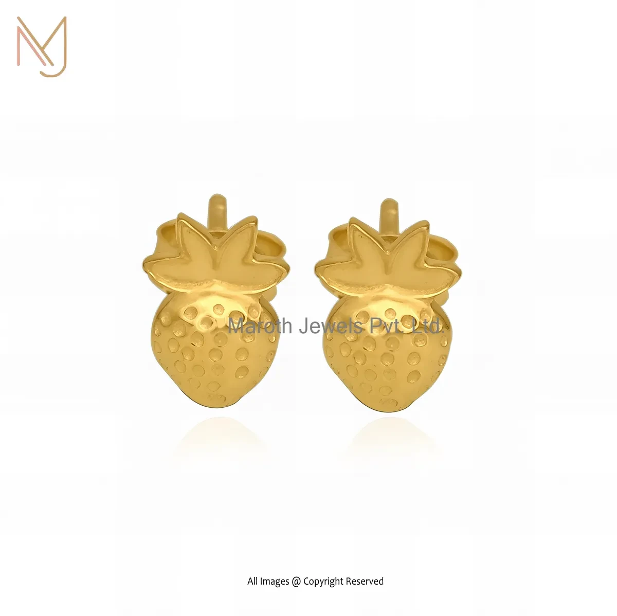 14K Yellow Gold Strawberry Studs Earring Jewelry Supplier