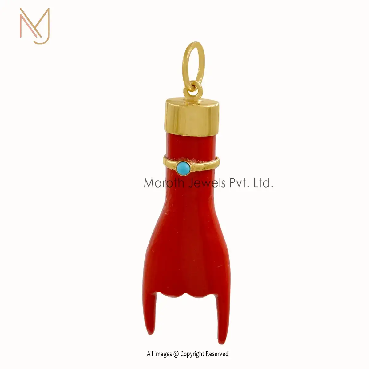 925 Silver Natural Silver Moissanite & Turqouise Figa Hand Manufacturer