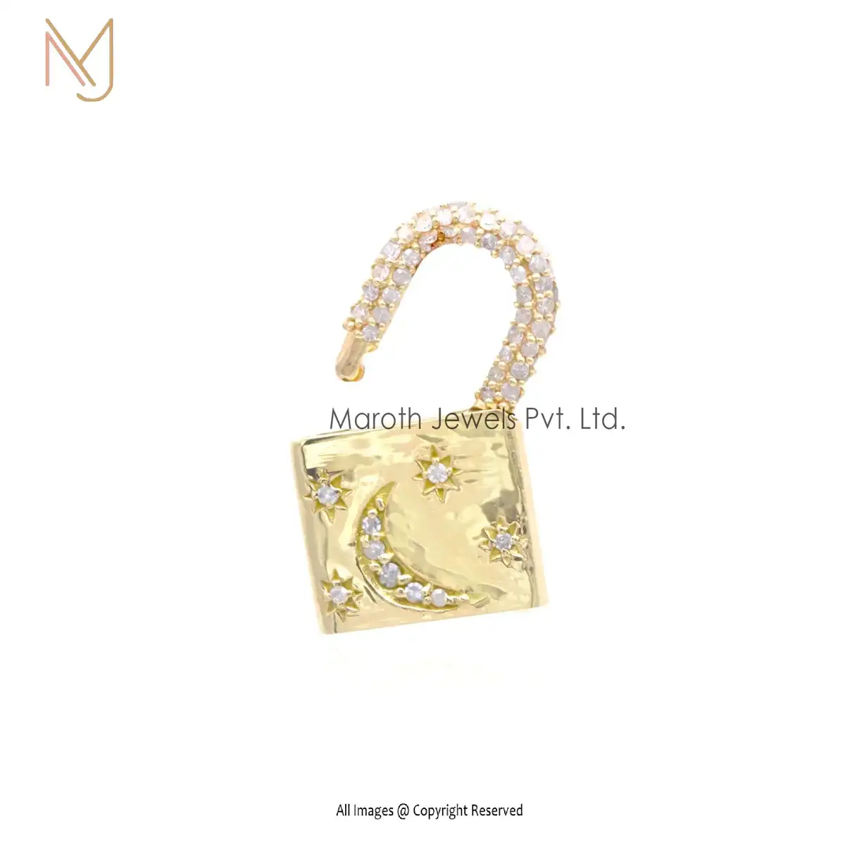 Wholesale 14K Rose Gold Pave Diamond Padlock Openable Pendant Jewelry