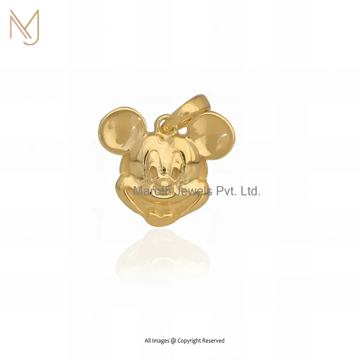 14K White Gold Mickey Mouse Pendant Custom Jewelry