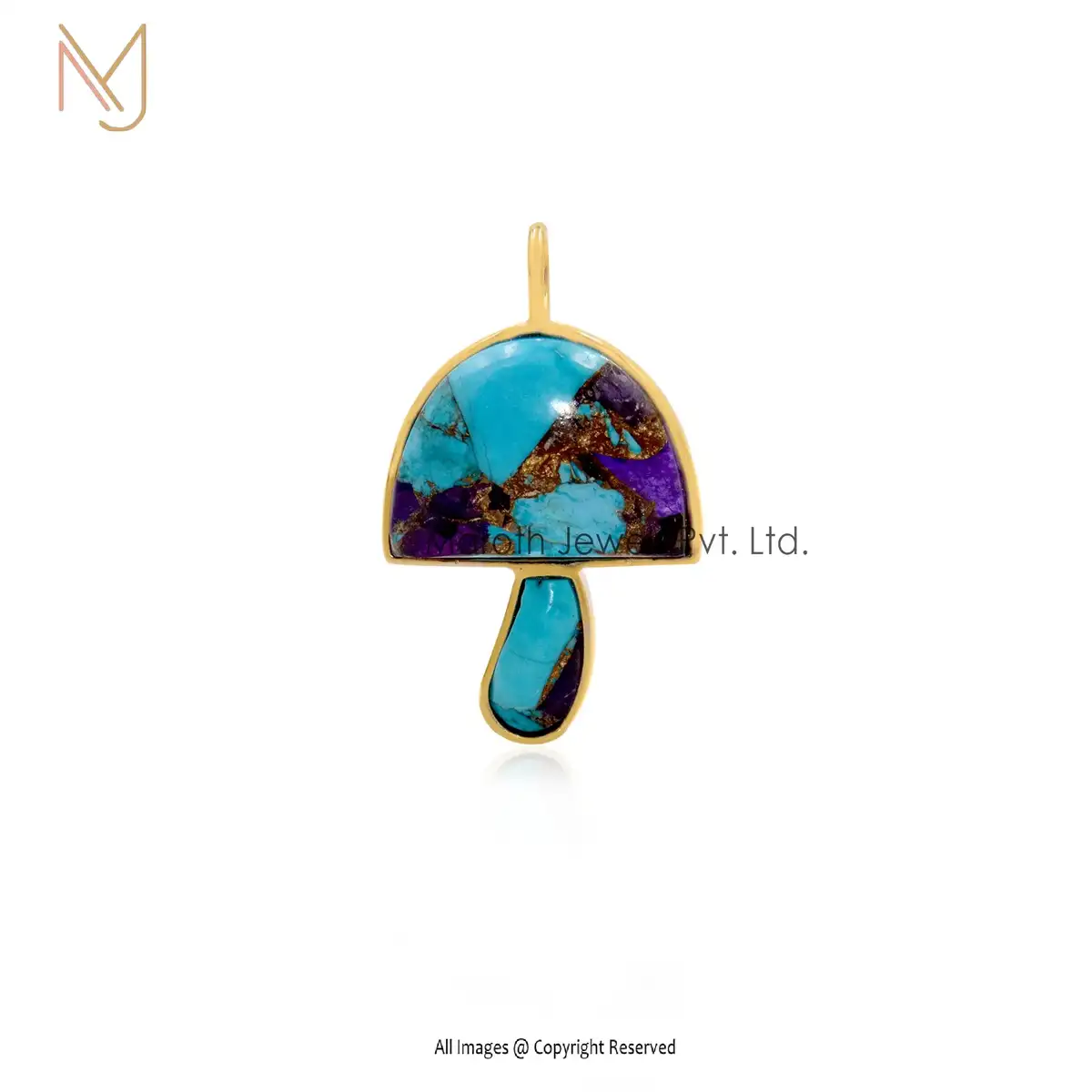 14K Yellow Gold Opal Mushroom pendant Jewelry Manufacturer