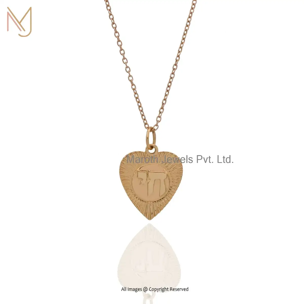 14K Solid Yellow Gold Heart Pendant Jewelry Supplier