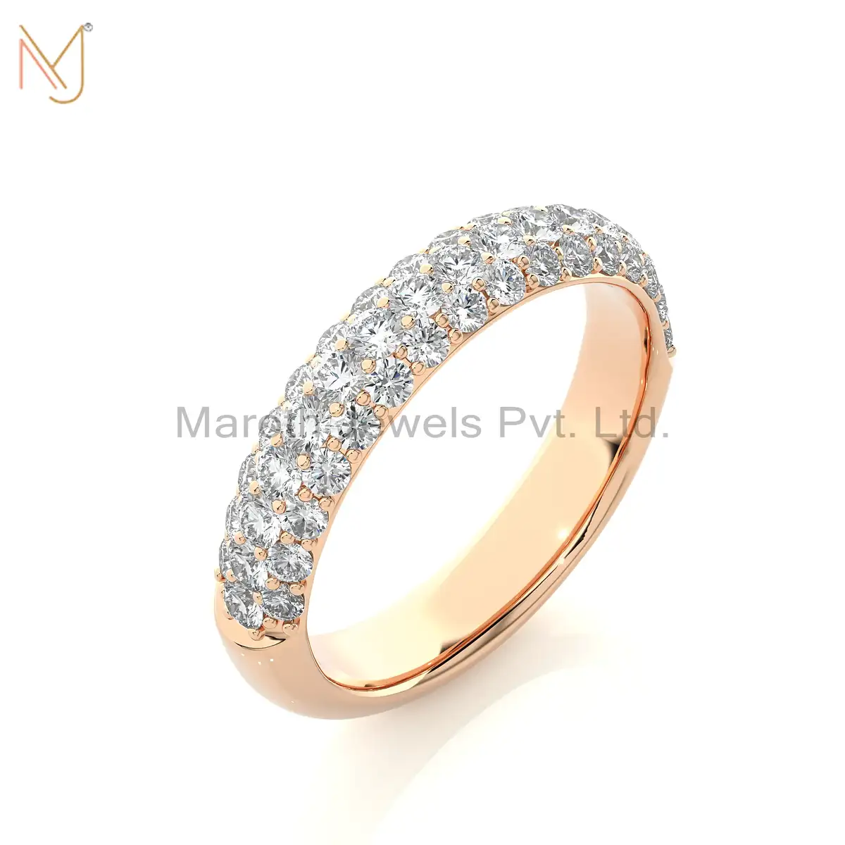 14K Yellow Gold Moissanite Pave Diamond Round Ring Manufacturer