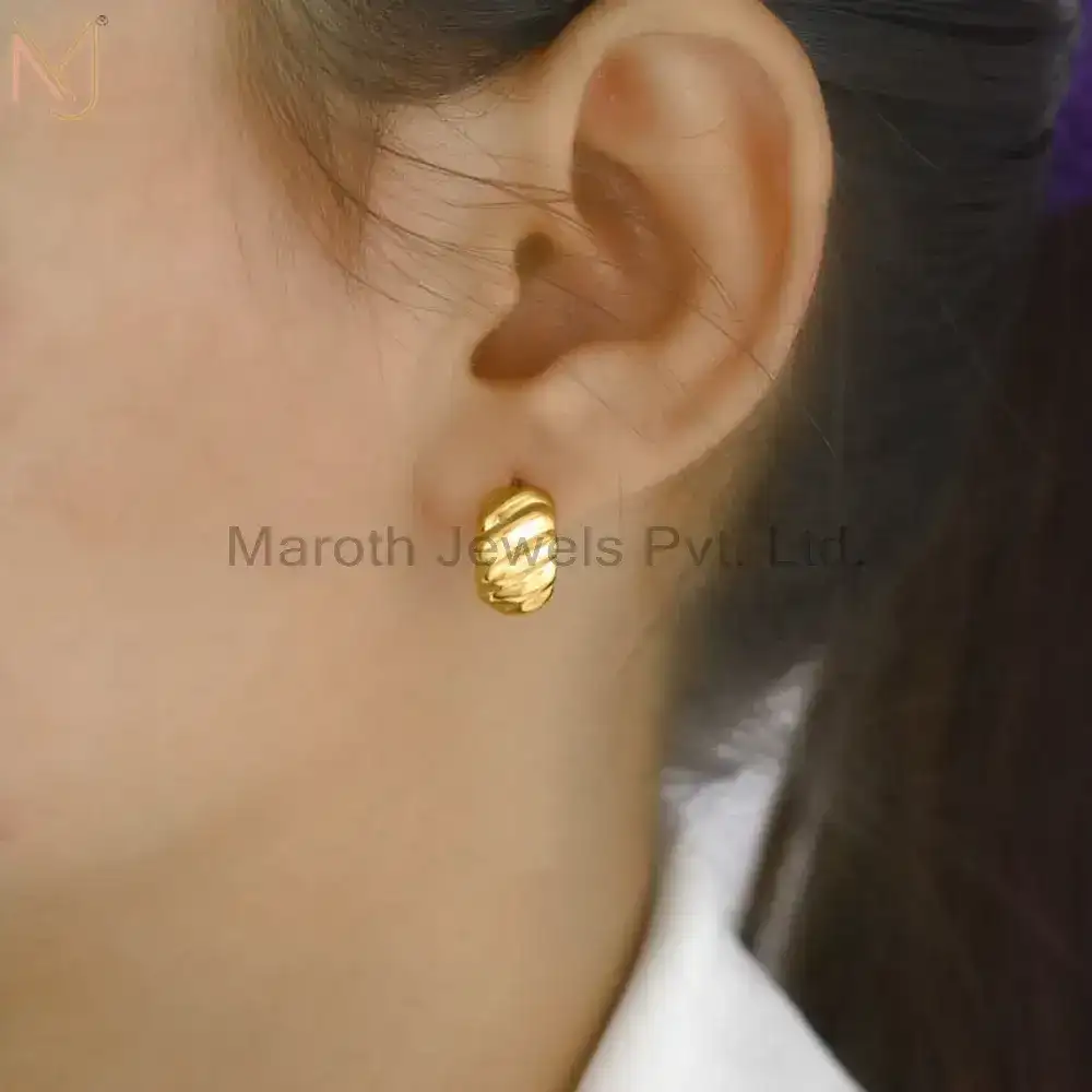 14K Yellow Gold Huggies Studs Earrings Manufacturer