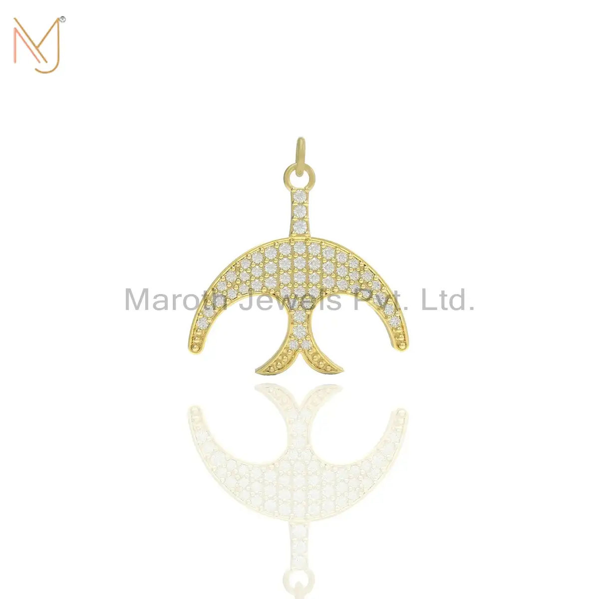 Wholesale 14K Yellow Gold Pave Diamond Eagle Pendant Jewelry