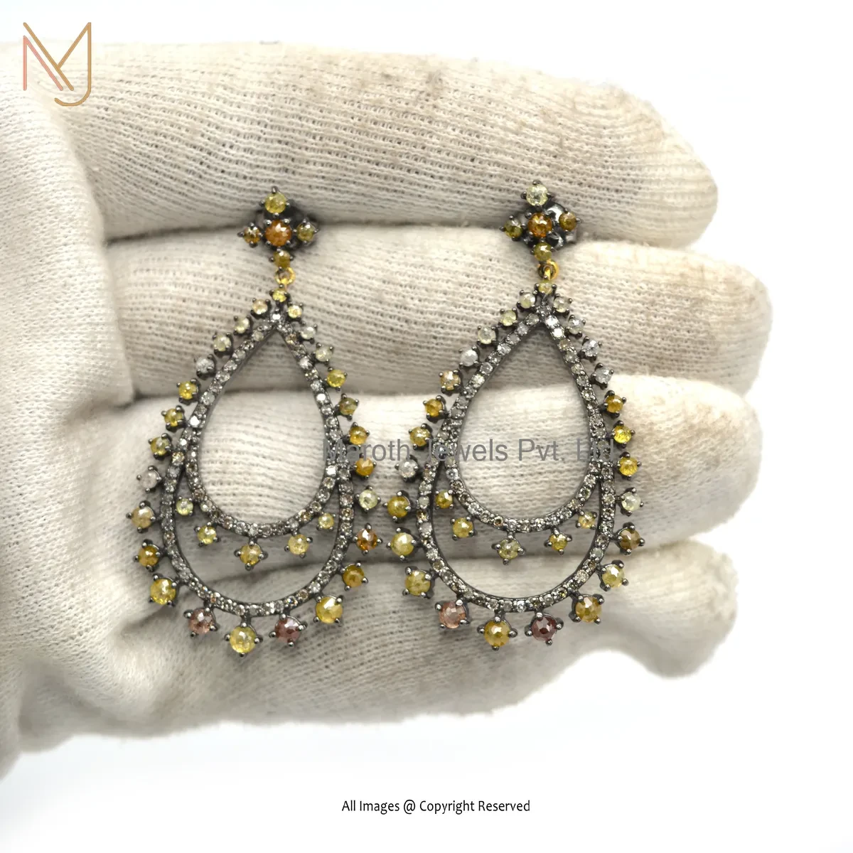 925 Silver Rhodium Plated Cubic Zircon Gemstone Drop Earring Jewelry Supplier