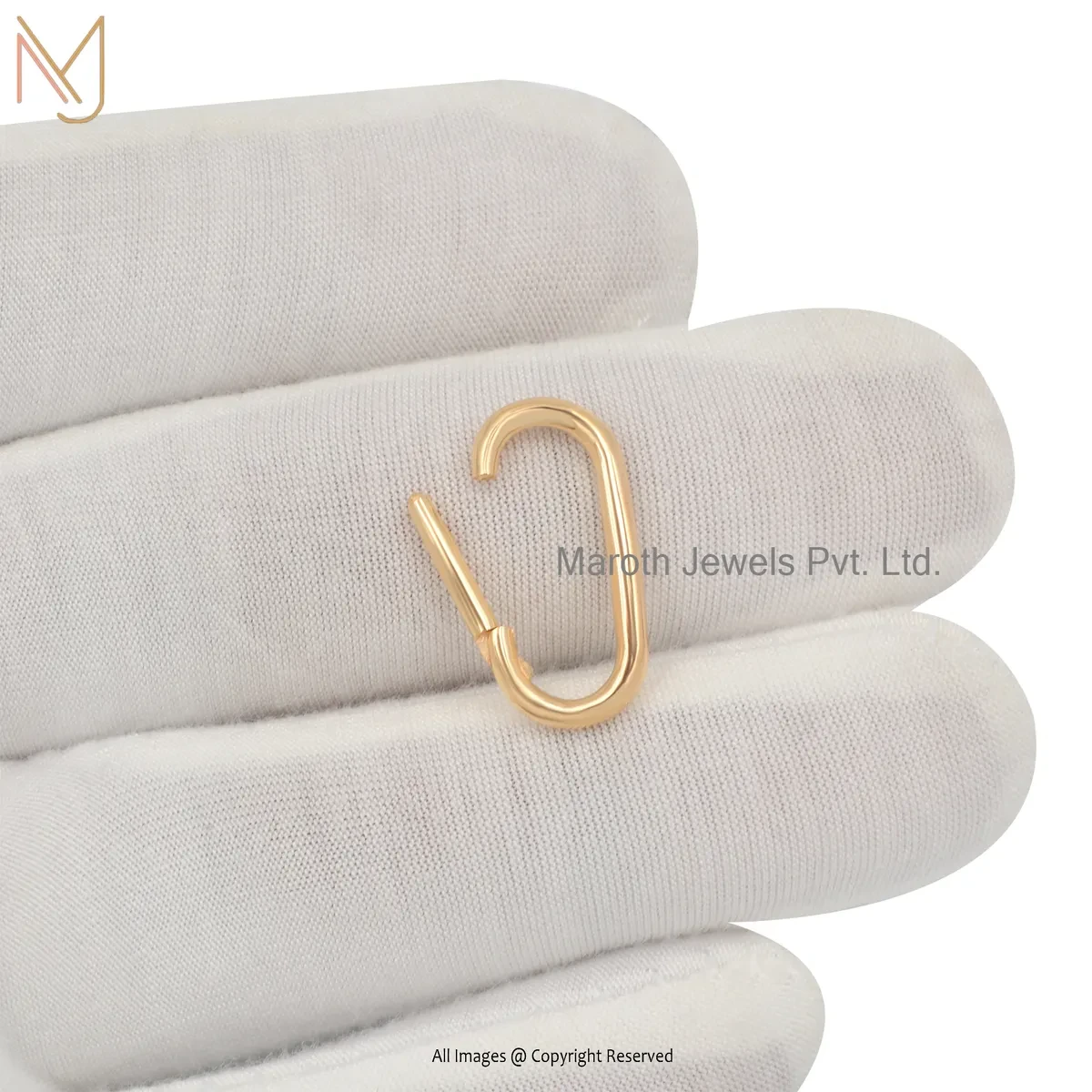 14K Yellow Gold Oval Link Charm Holder Custom Jewelry