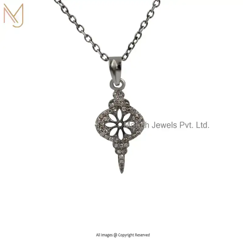 925 Silver Rhodium Plated Pave Diamond Conch Shell Shape Pendant Jewelry Manufacturer