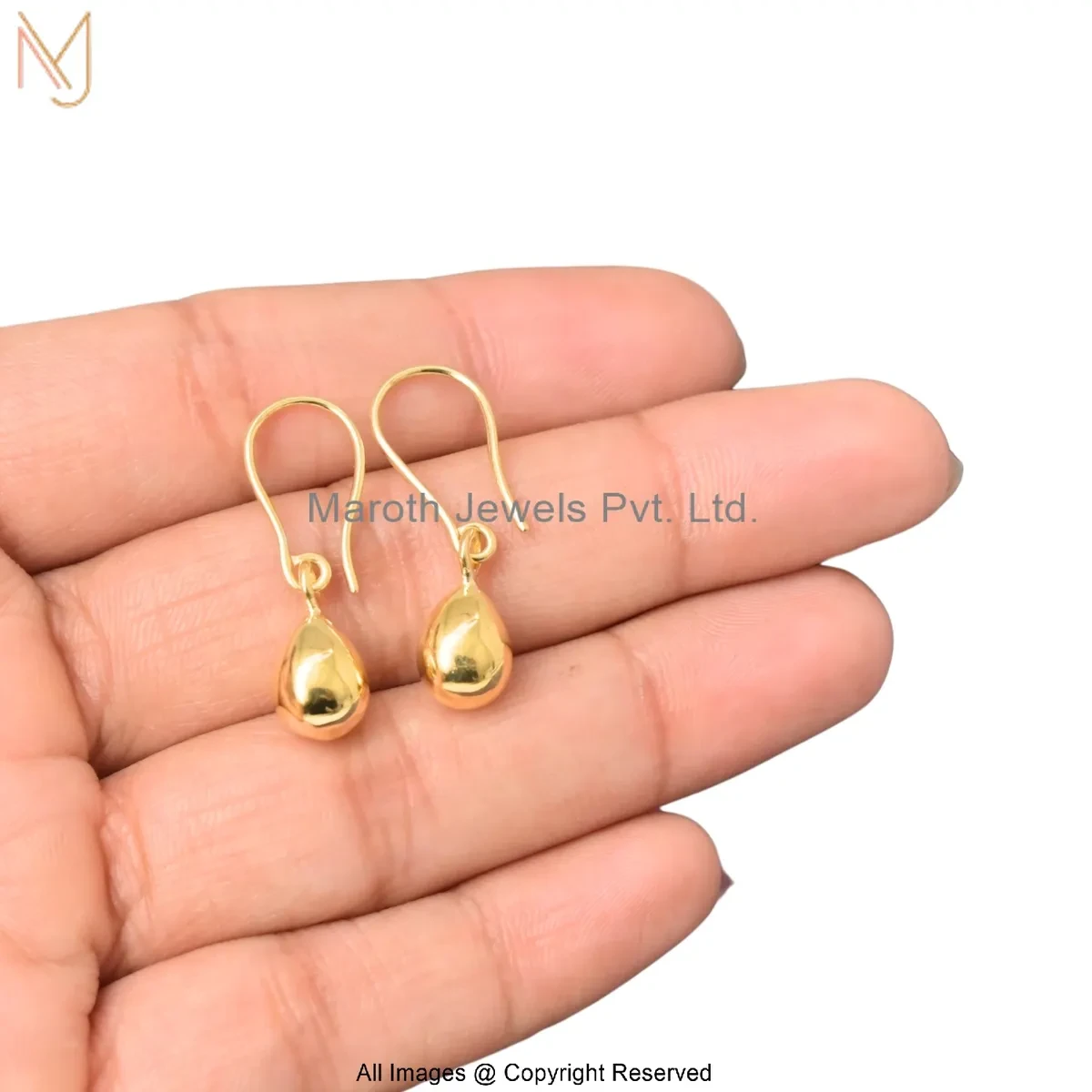 14K Yellow Gold Classic Teardrop Hook Earrings Custom Jewelry