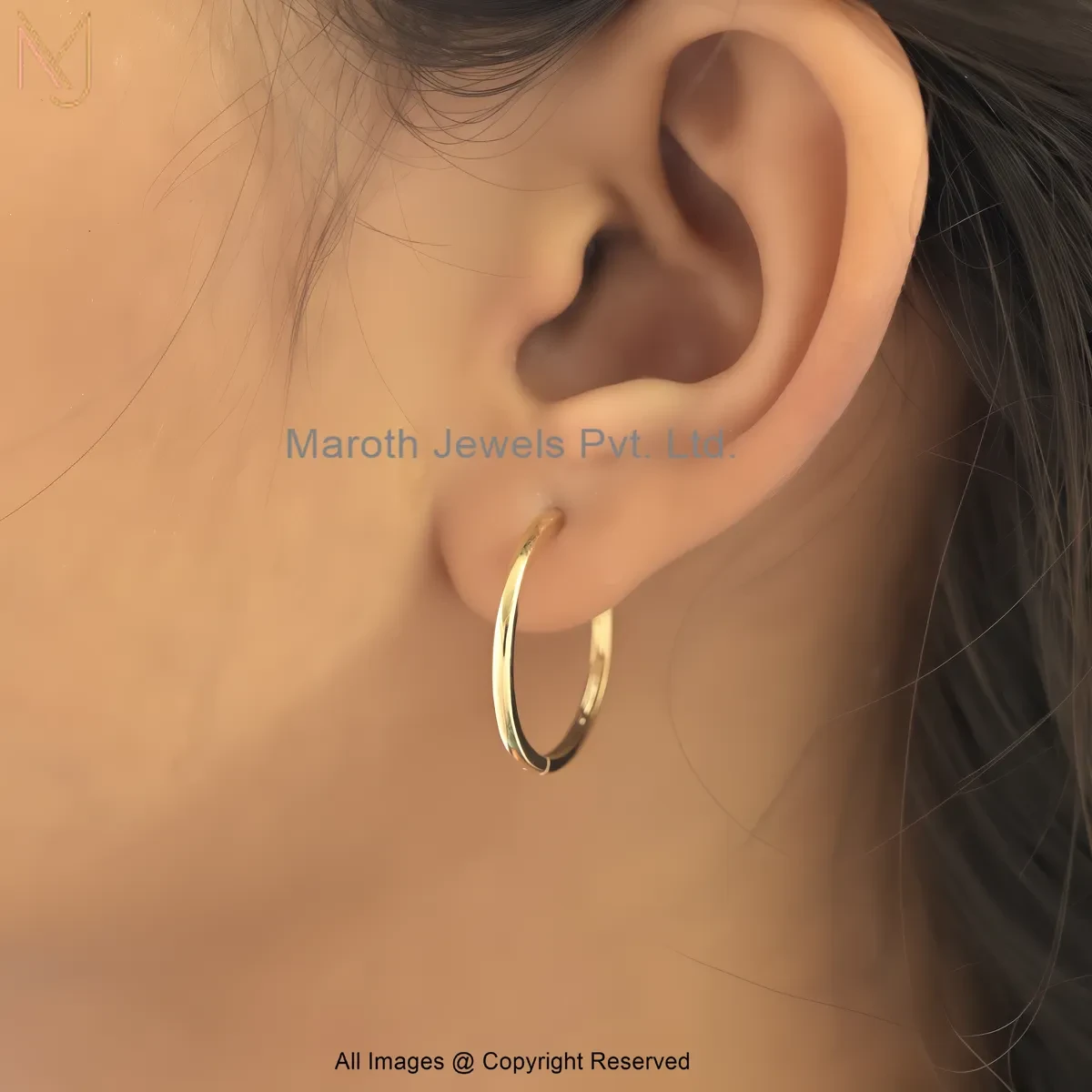 9K Yellow Gold Hoop Earring Jewelry Supplier