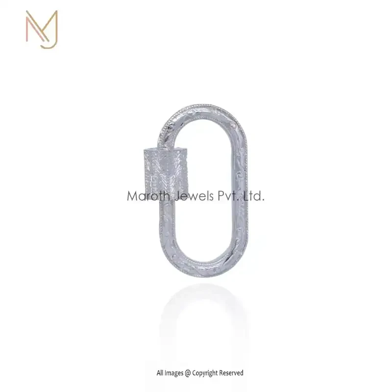 925 Silver Natural Silver Plated Engraved Carabiner Lock Custom Jewelry
