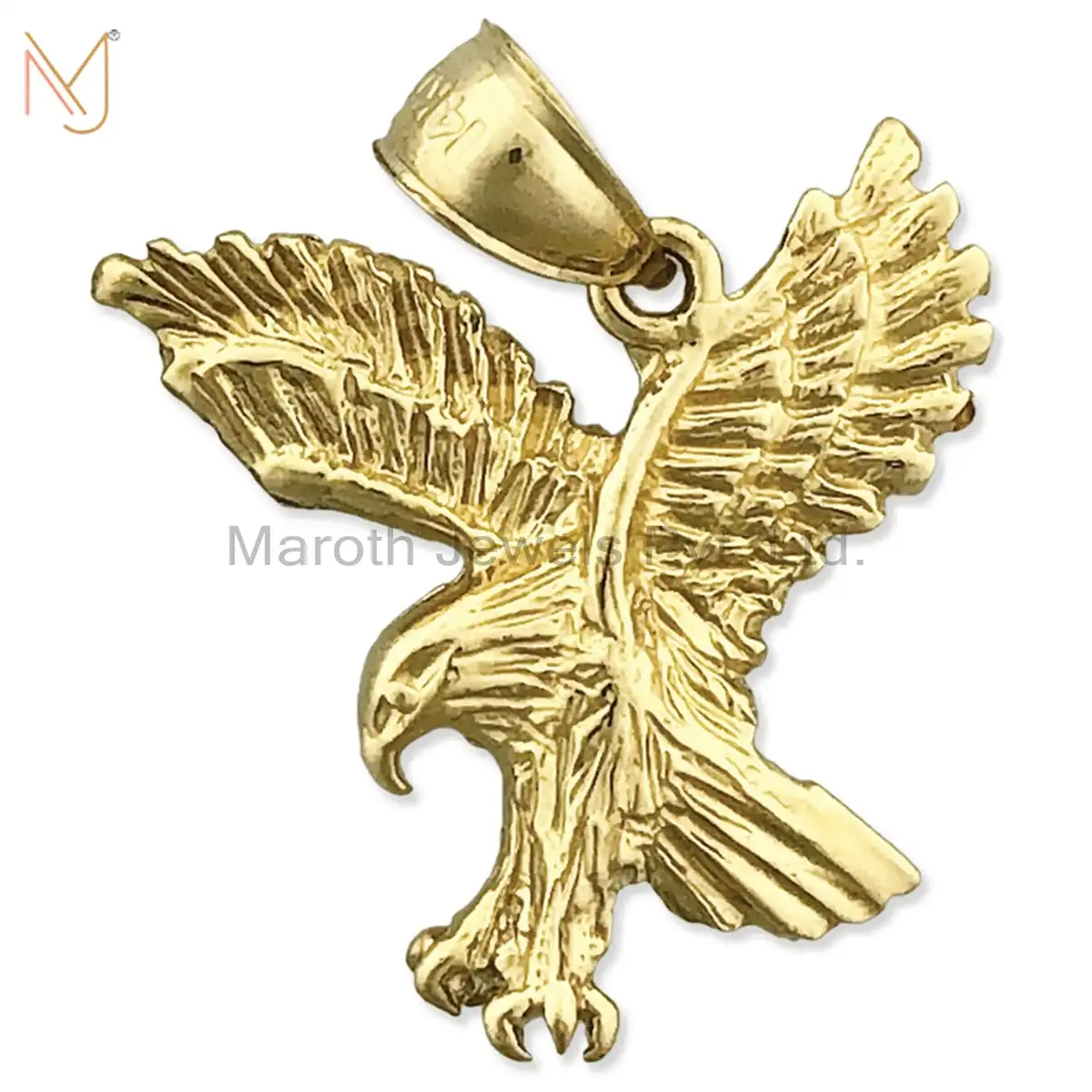 925 Sterling Silver Yellow Gold Plated Hunting Eagle Charm Pendant Custom Jewelry