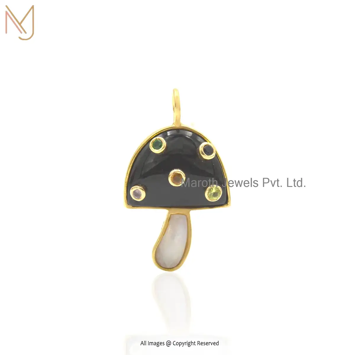 925 Silver Labradorite With Multi Synthetic Stones Mushroom Pendant  Manufacturer